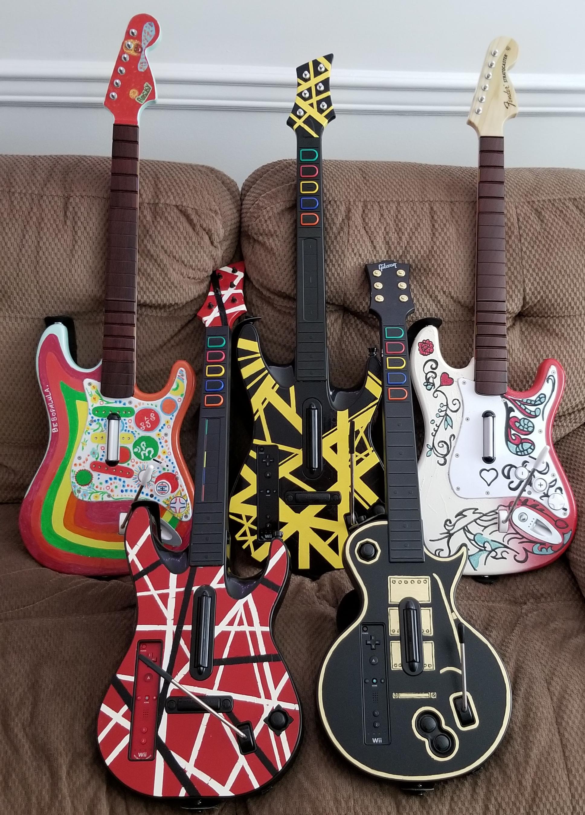 My 5 custom painted guitars. r/GuitarHero