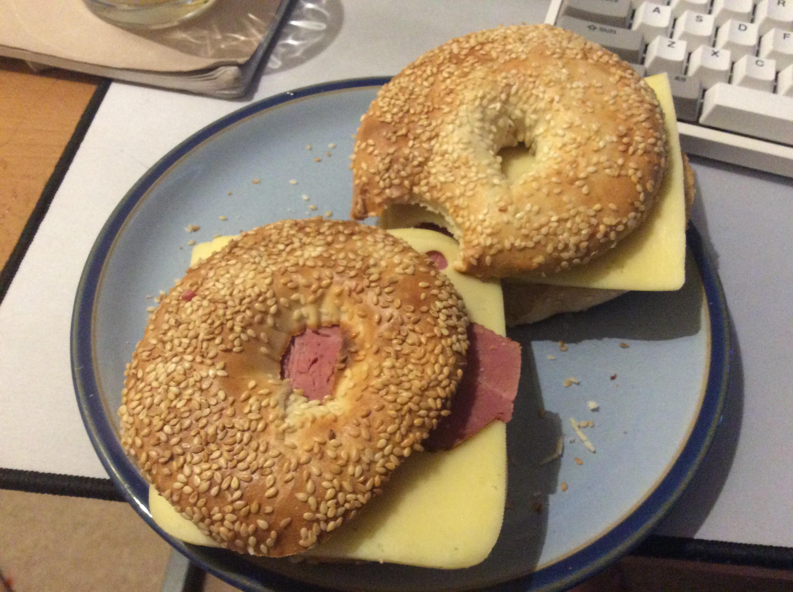Cheese and pastrami bagels r/shittyfoodporn