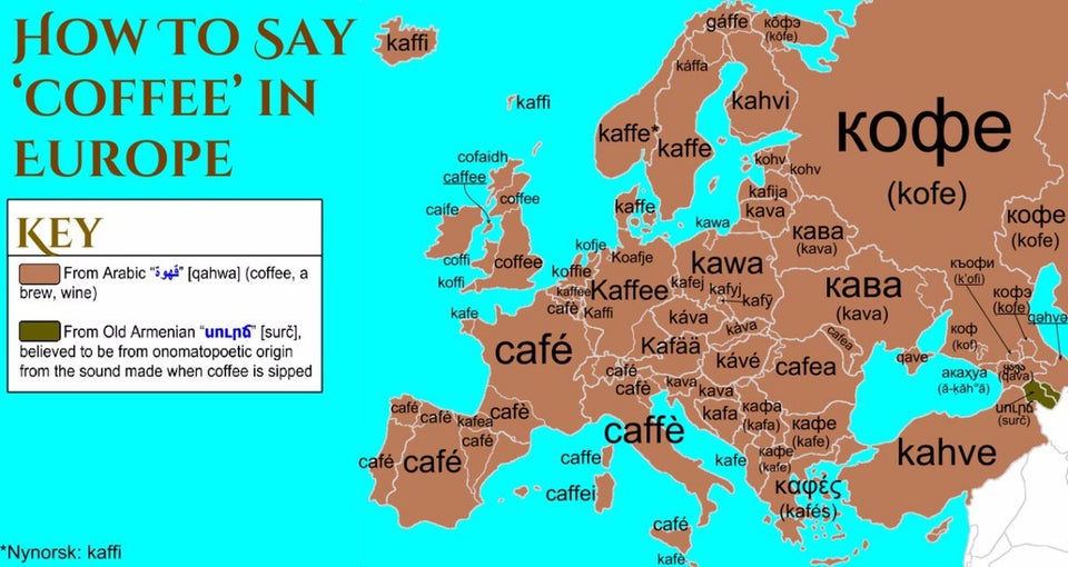 How to say 'Coffee' In Europe r/MapPorn
