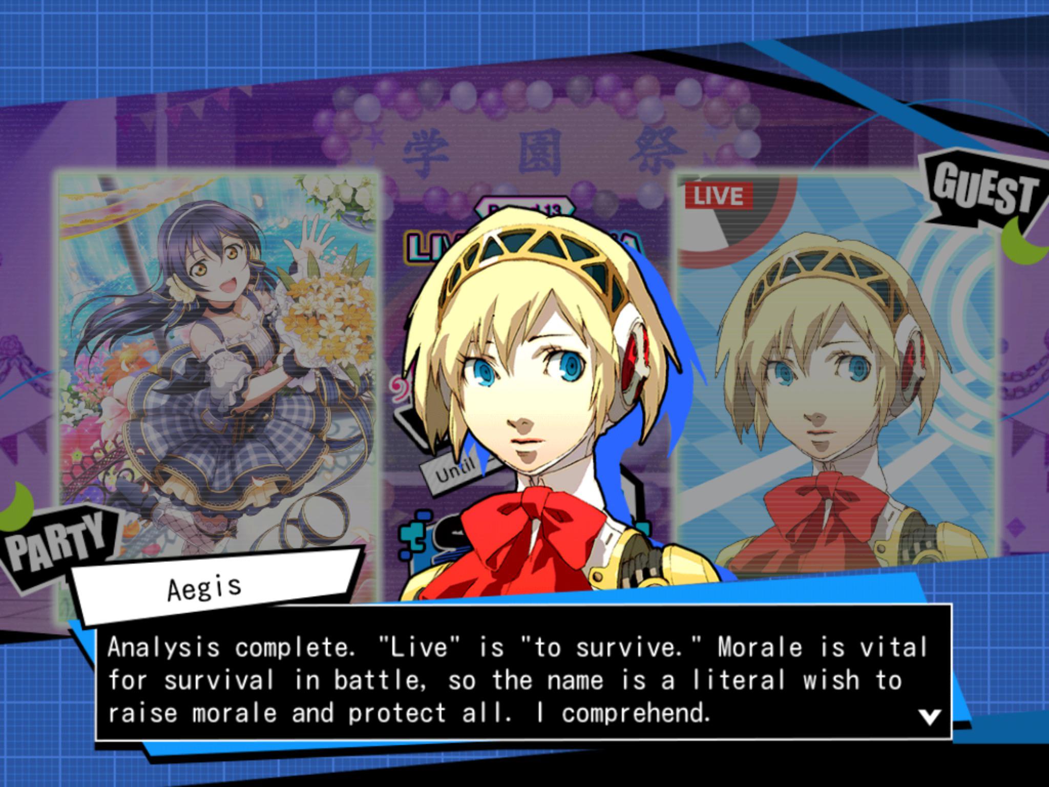 Aigis' view on why idols call their shows Lives from the ongoing P3