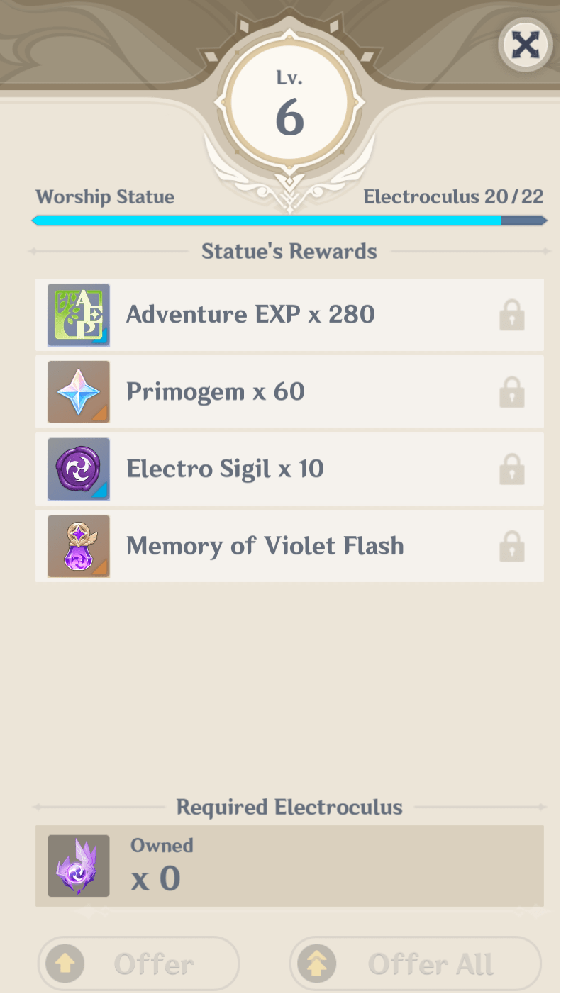 PSA There are only enough Electroculus to get to lvl6 20/22 on the