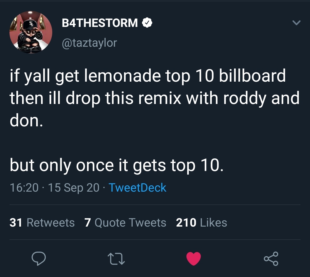 Yo we getting a Lemonade remix with Don's full verse and a Roddy