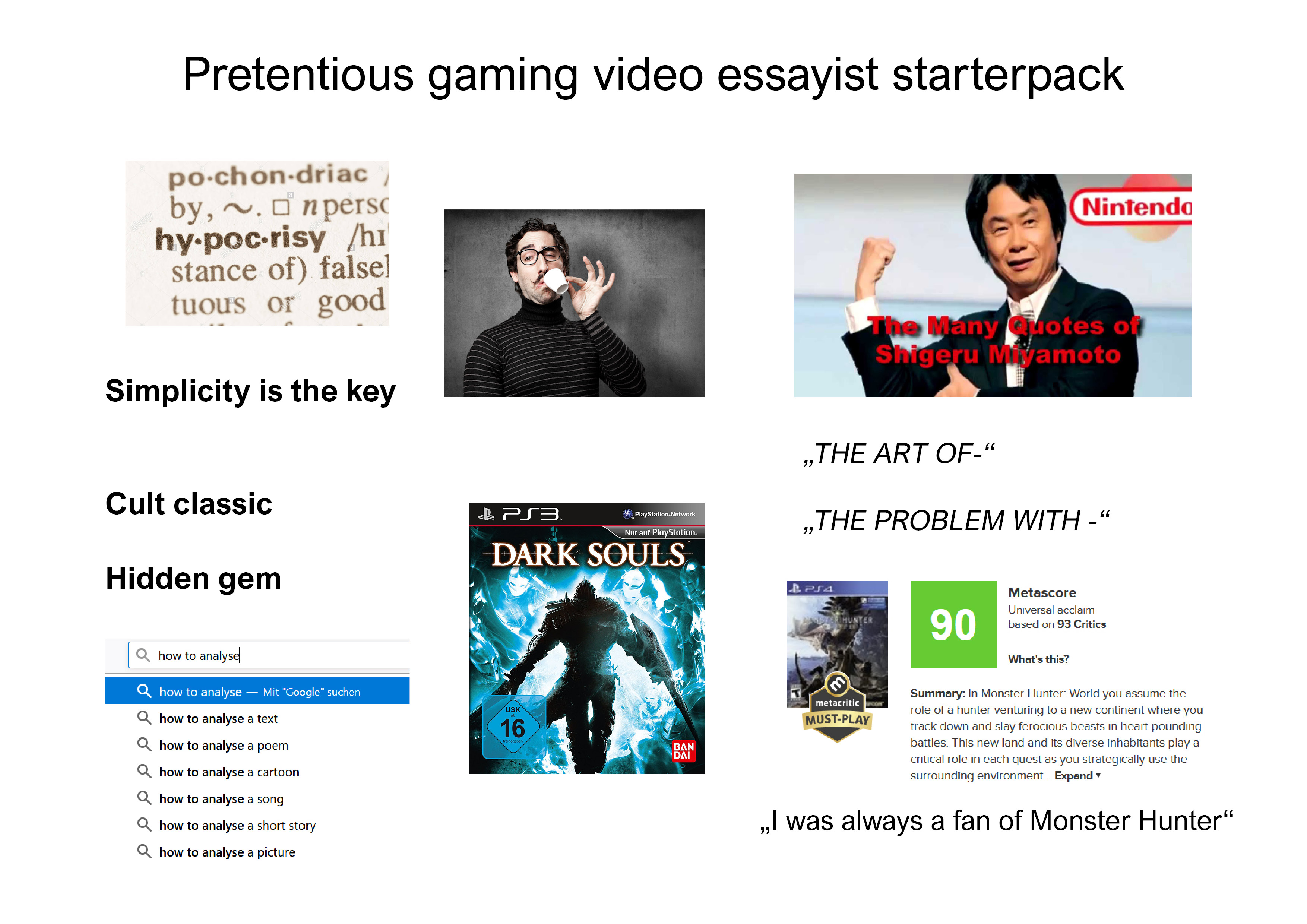 Pretentious gaming video essayist starterpack r/starterpacks