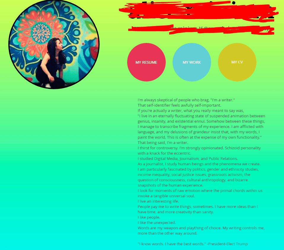 Aspiring journalist makes it very clear she owns a thesaurus r