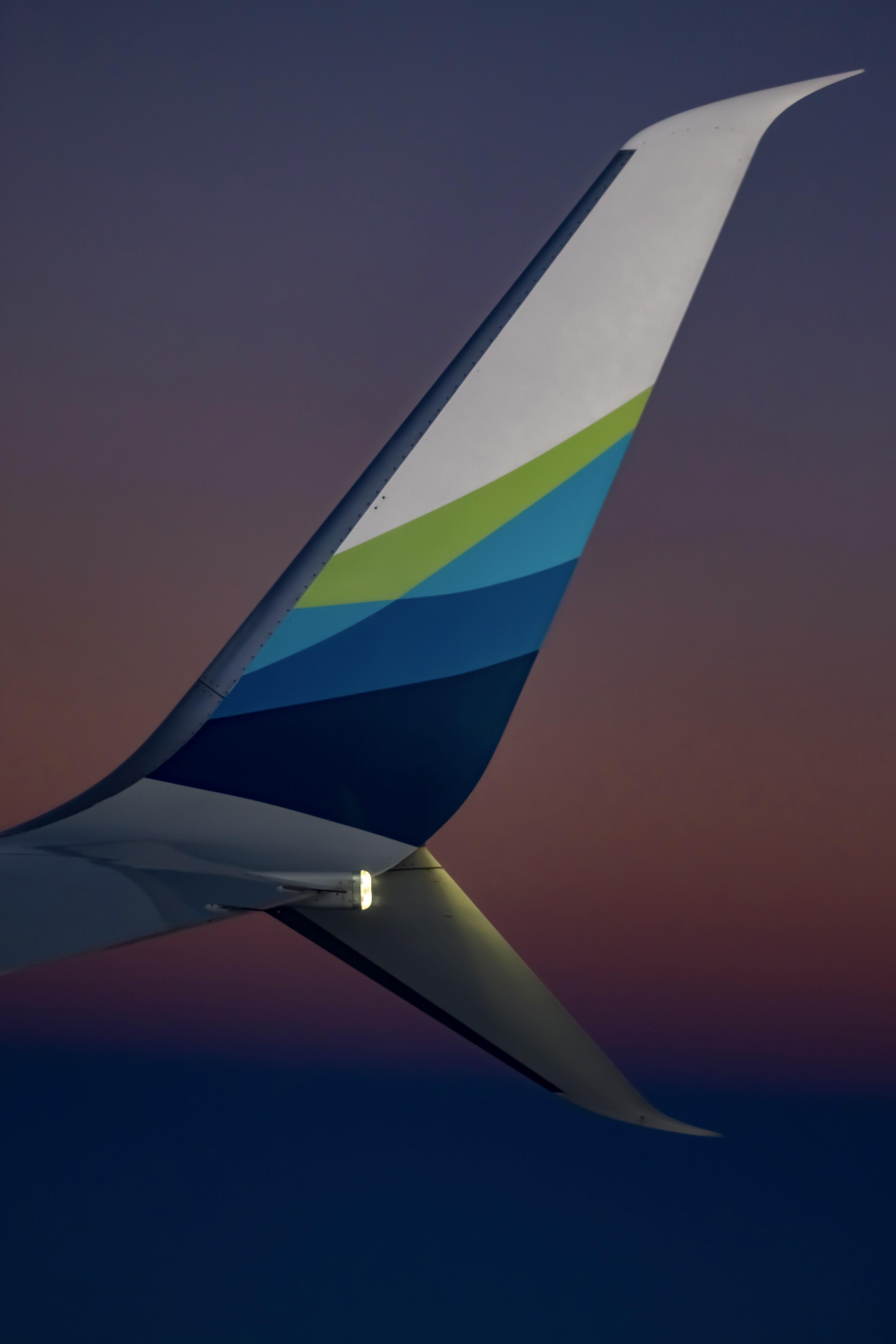 The wing of an Alaska Airlines 737890 on my flight to Portland tonight