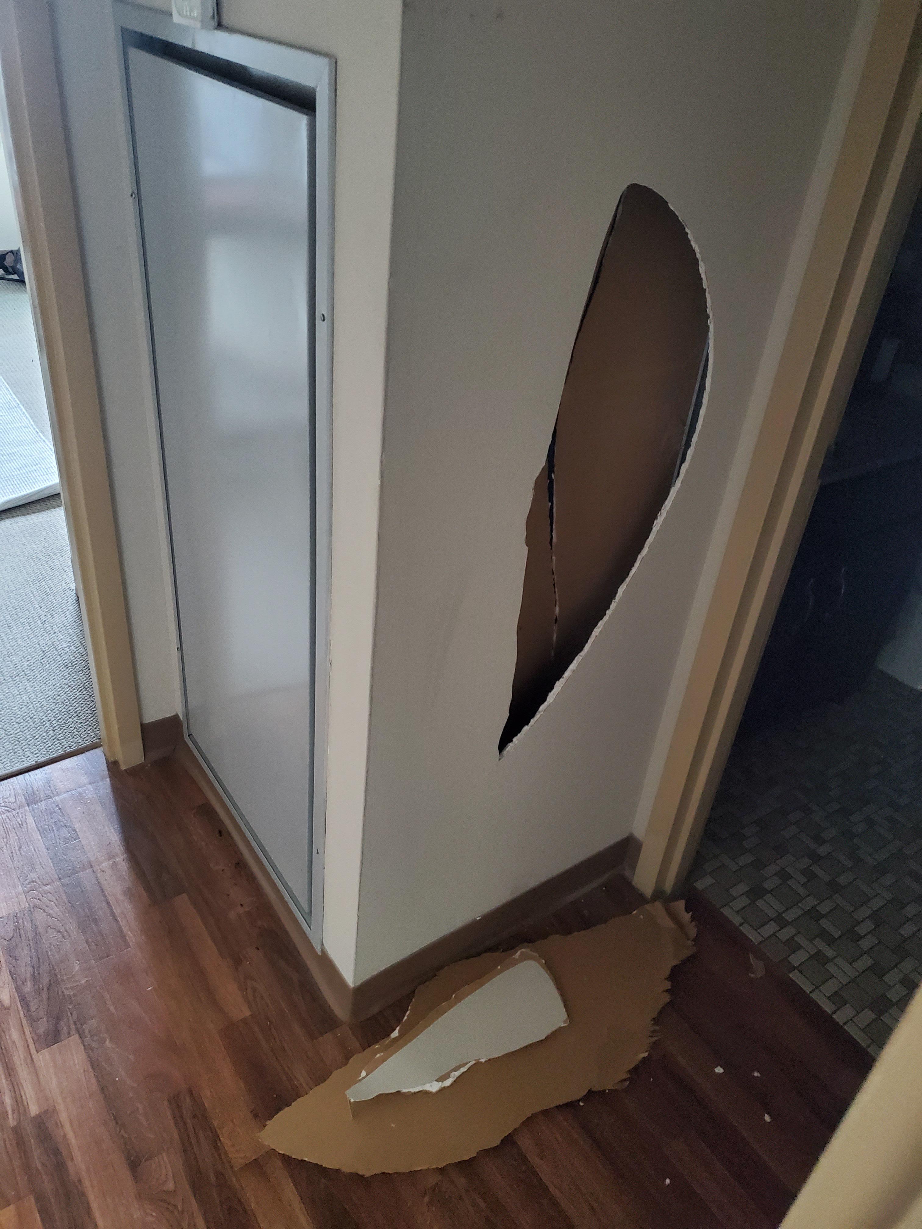 Big Hole The Story of Fixing Drywall in an Apartment.. Help r/fixit