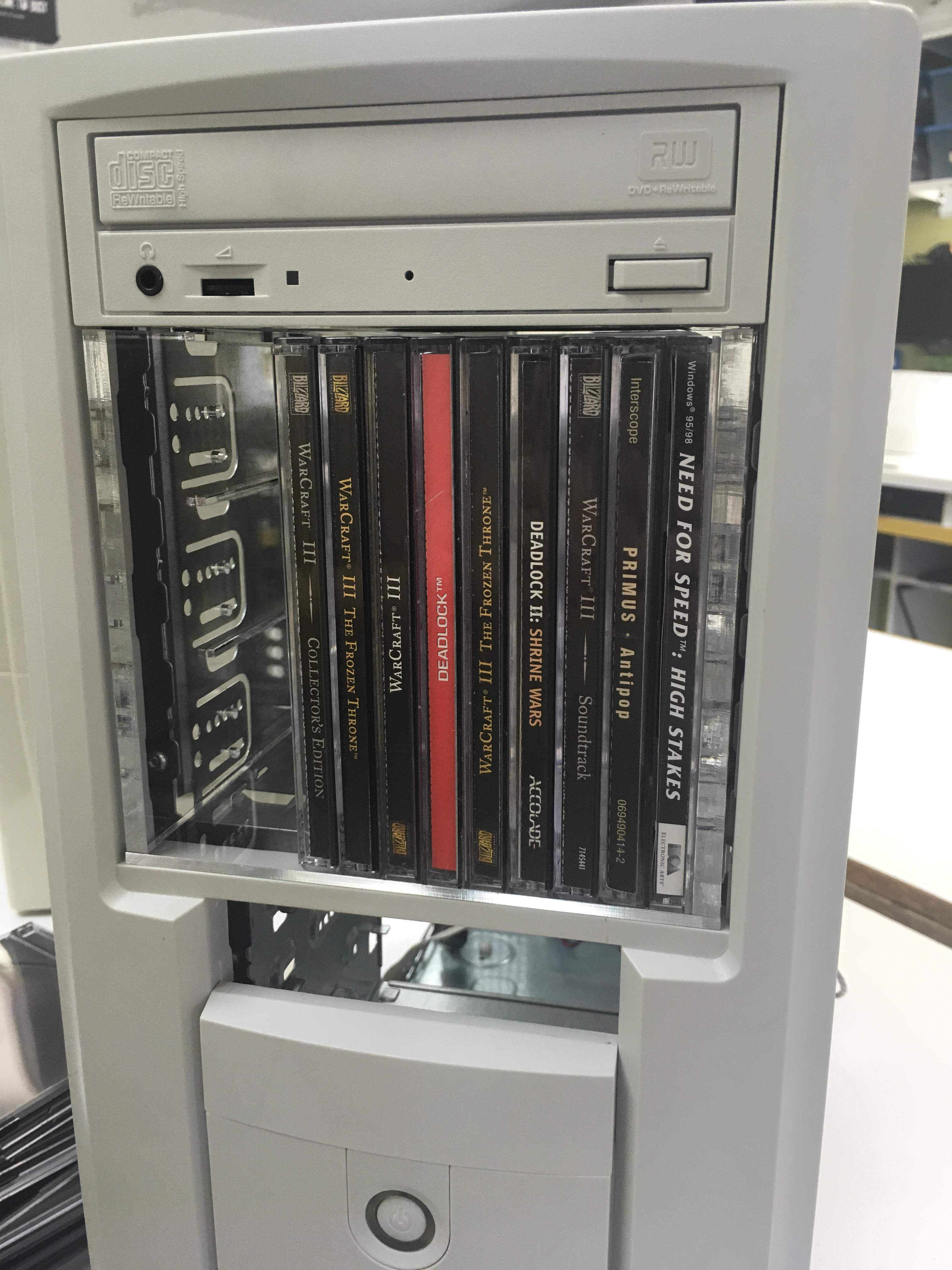 Laser cut CD Storage Caddy takes up X3 5.25" drive bays. r
