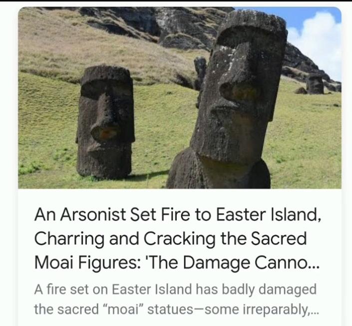 guys dont freak out. only 20 of moai were damaged. majority still safe
