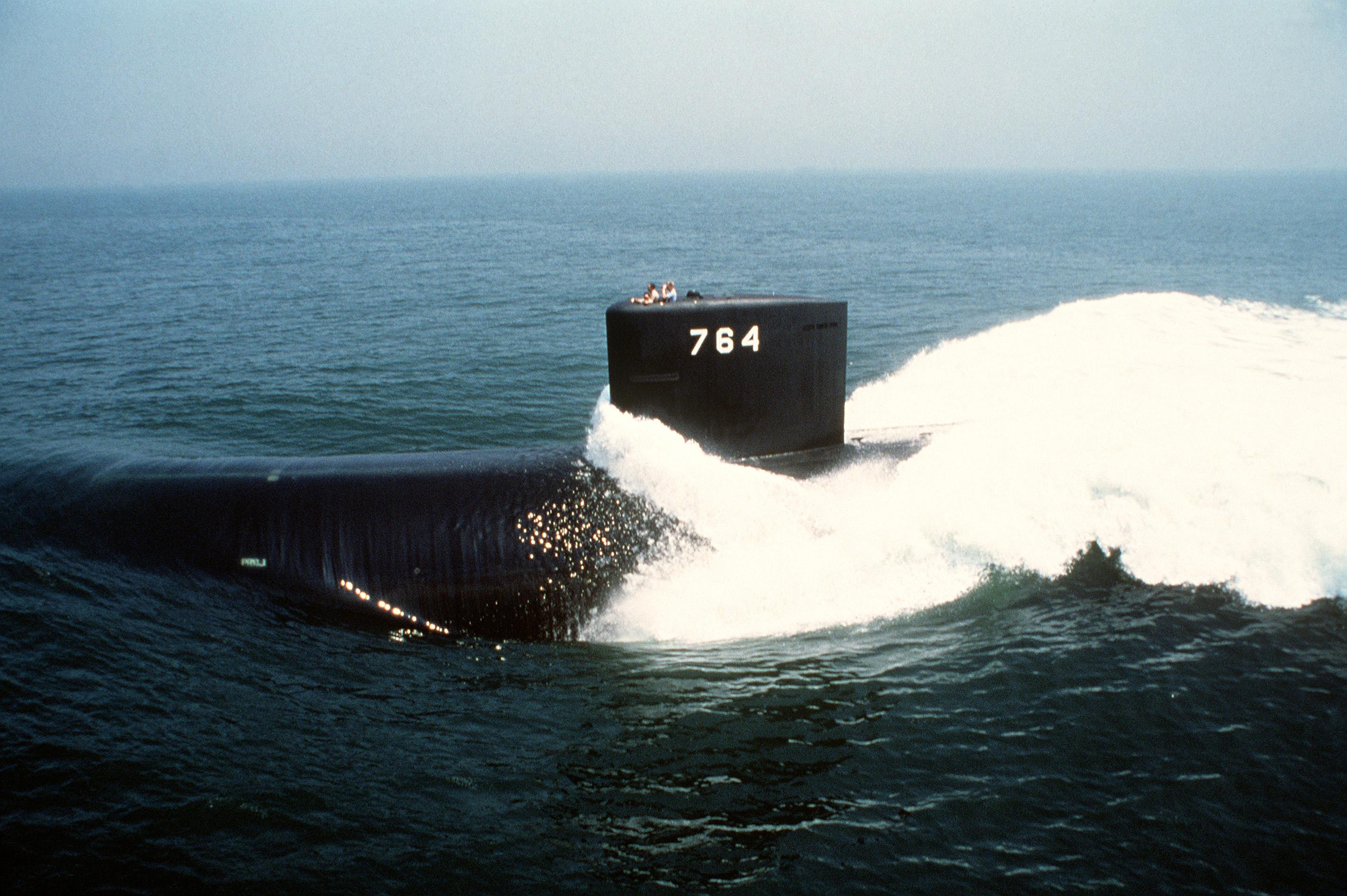 A port side view of the nuclearpowered attack submarine USS Boise (SSN