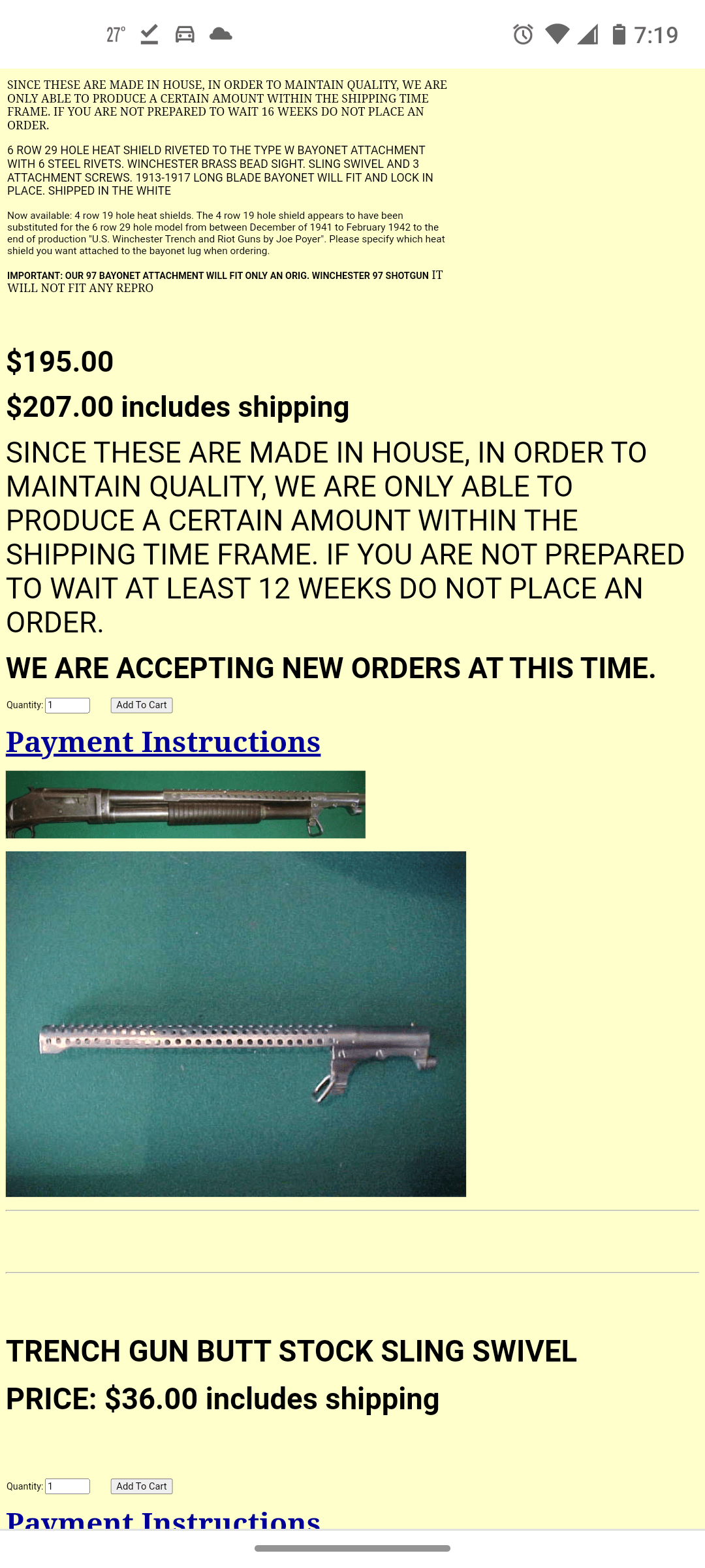 parts for antique guns is now taking orders for repro trench gun