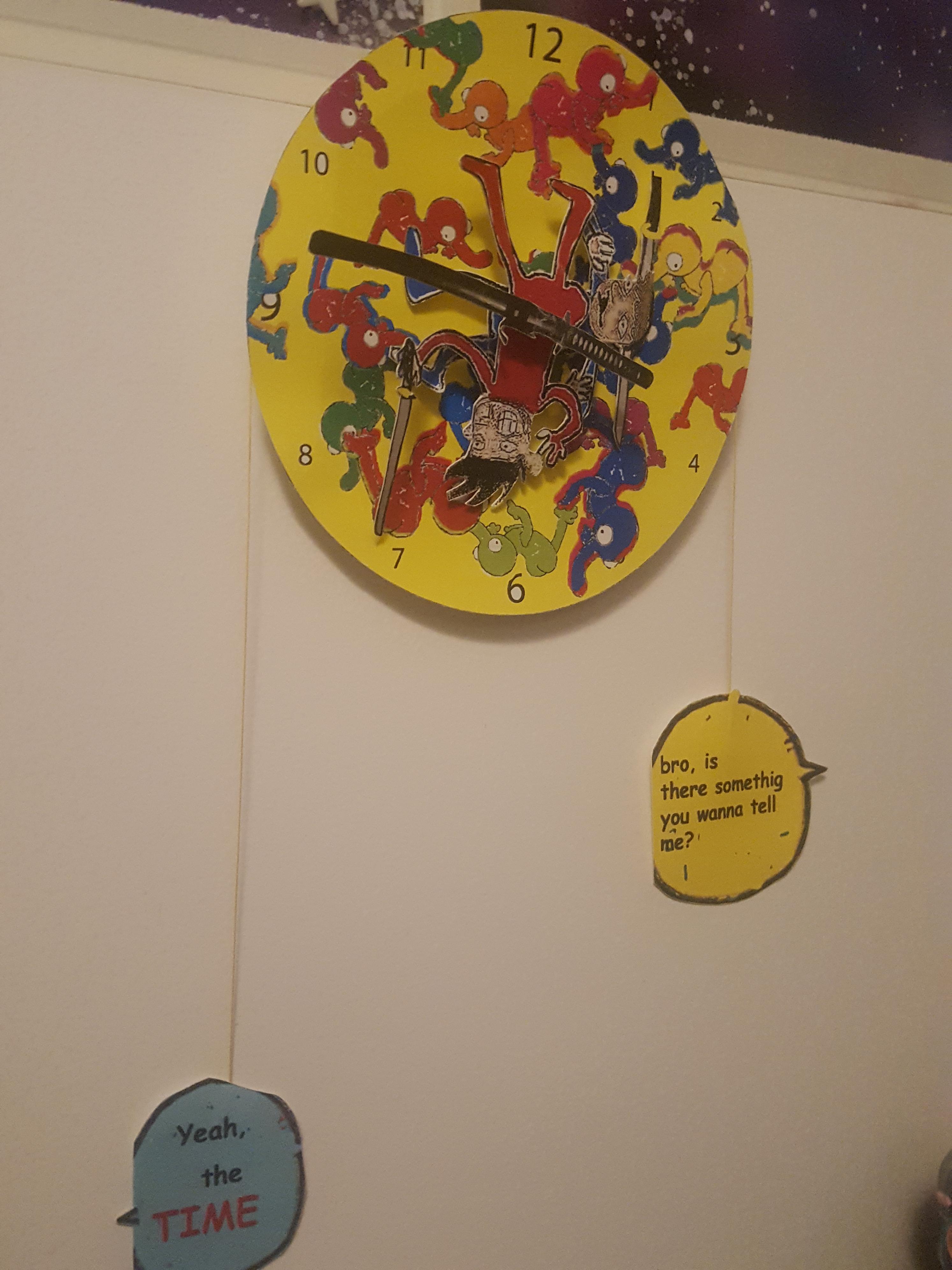 My friend made this clock and hung it on her wall. r/homestuck