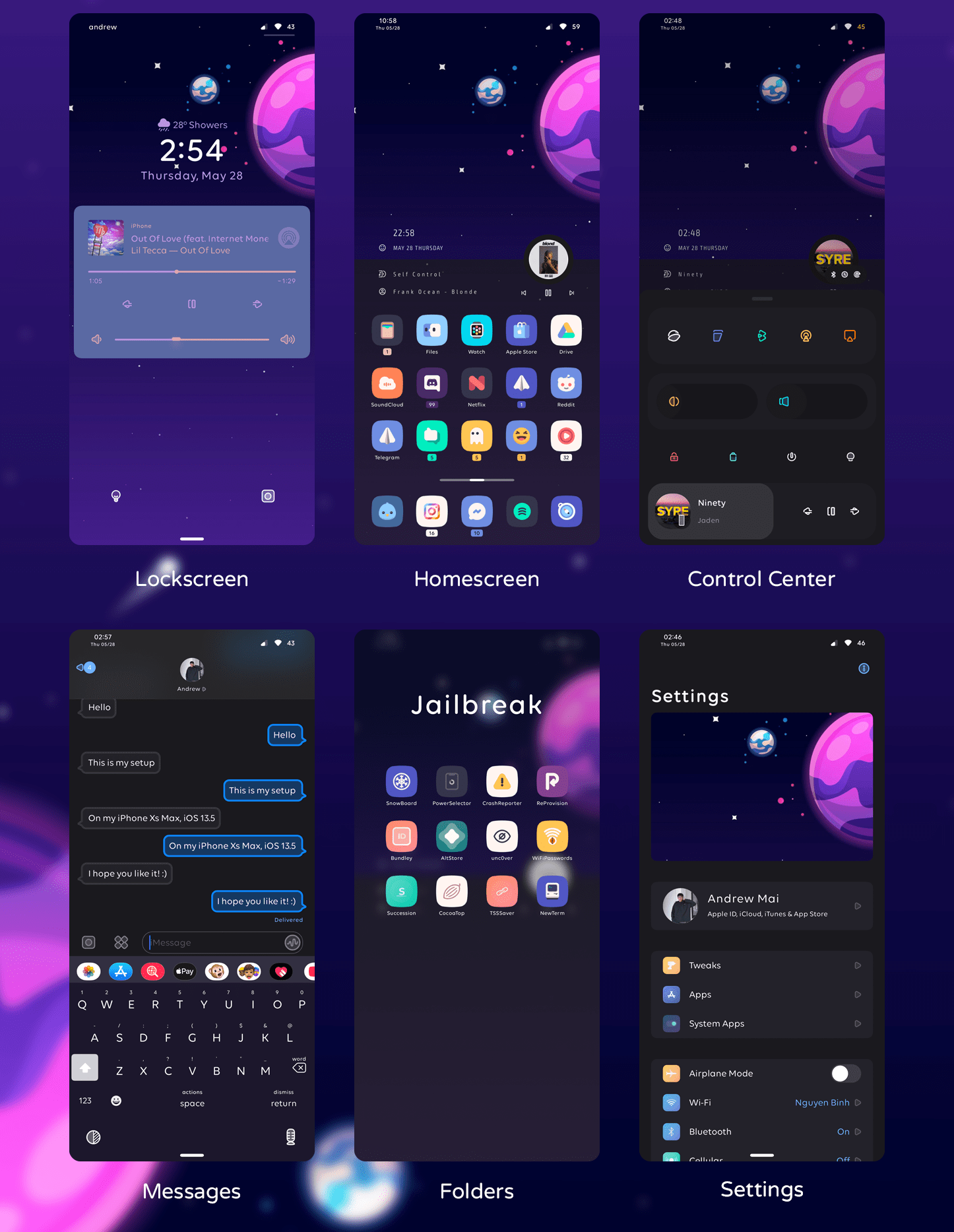 [Setup] Purple Space (iPhone XS Max, iOS 13.5) r/iOSthemes