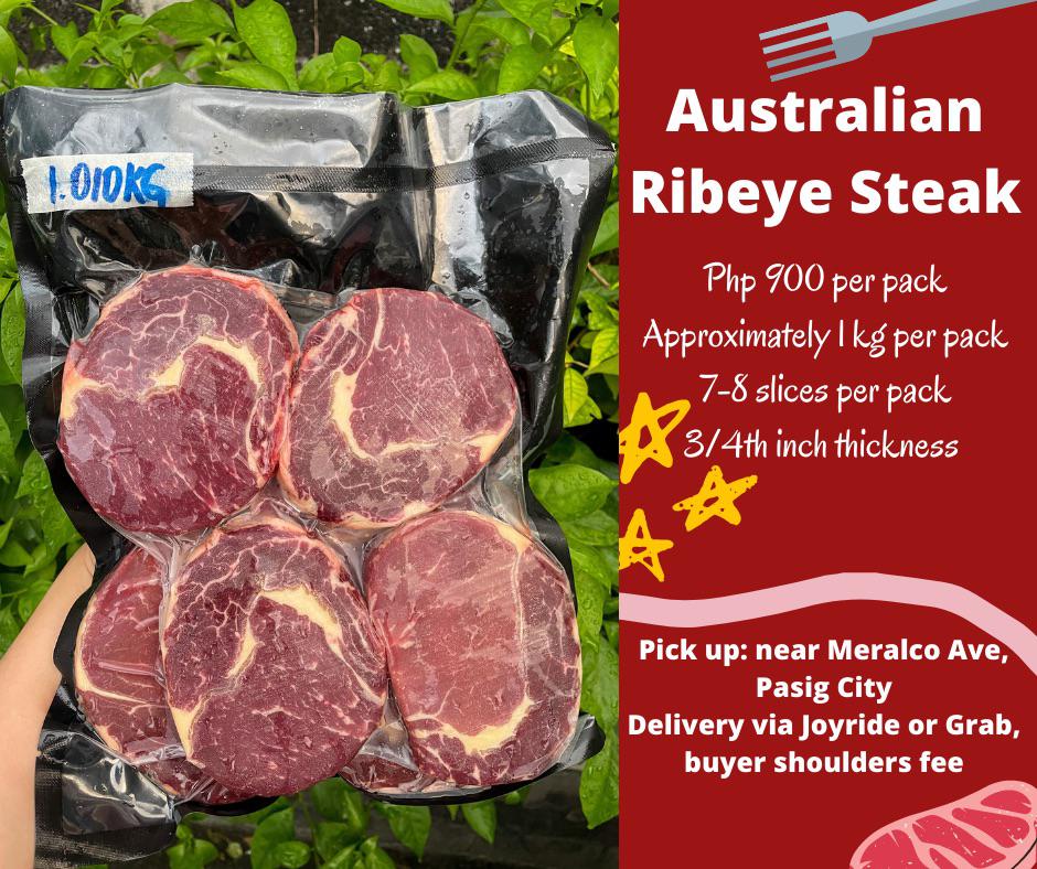 Australian Ribeye Steak for sale for Php 900 per kg with 78 pcs per