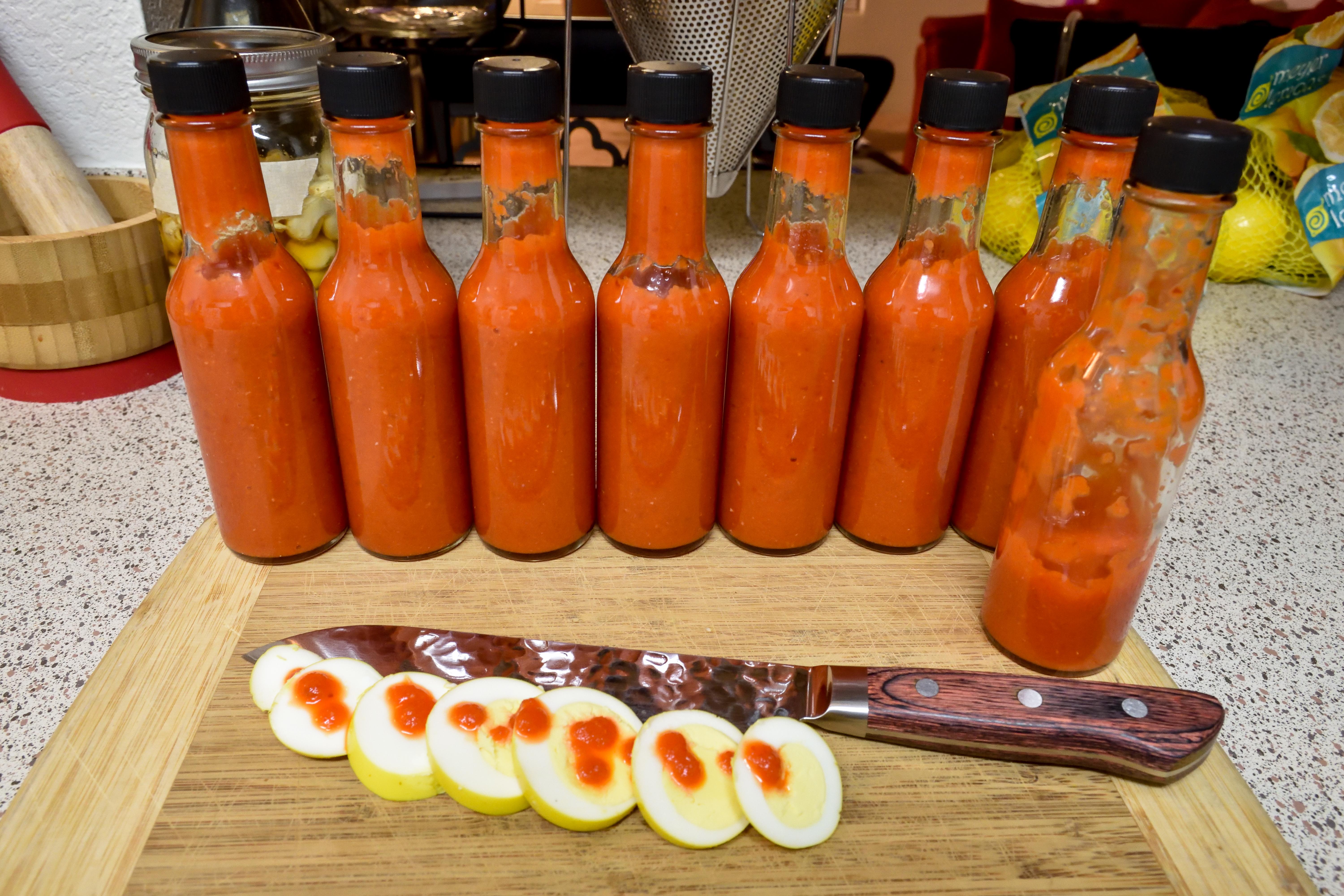 Just bottled my plum, garlic, and ginger hot sauce. Tastes great! r