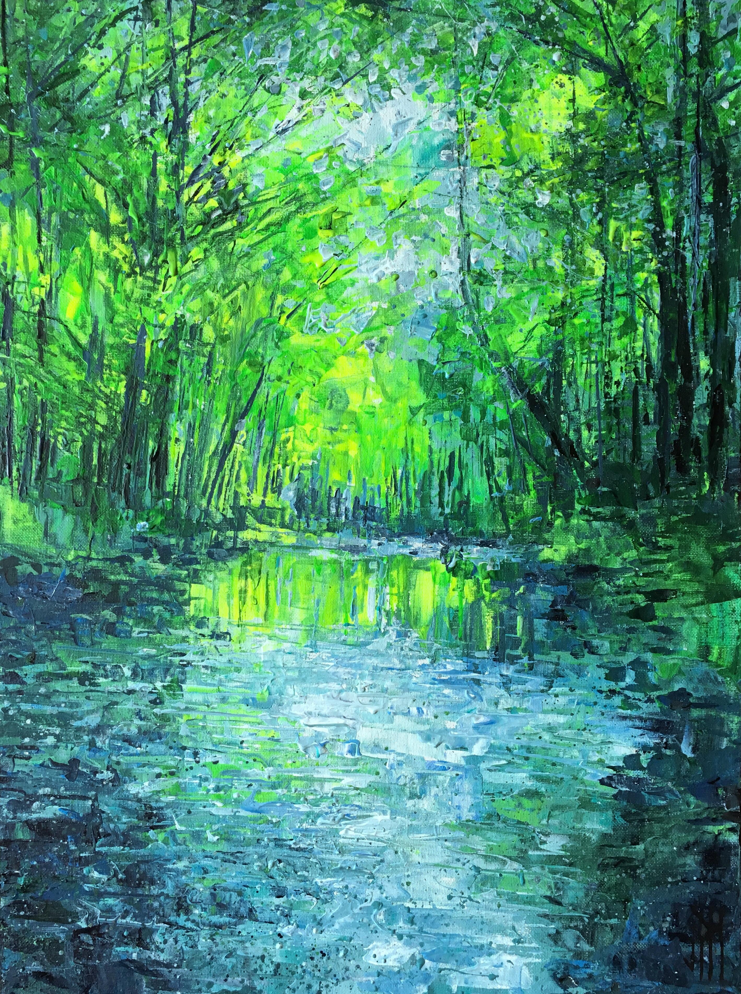 “Green Sanctuary”, acrylic, 18” x 24” r/Art