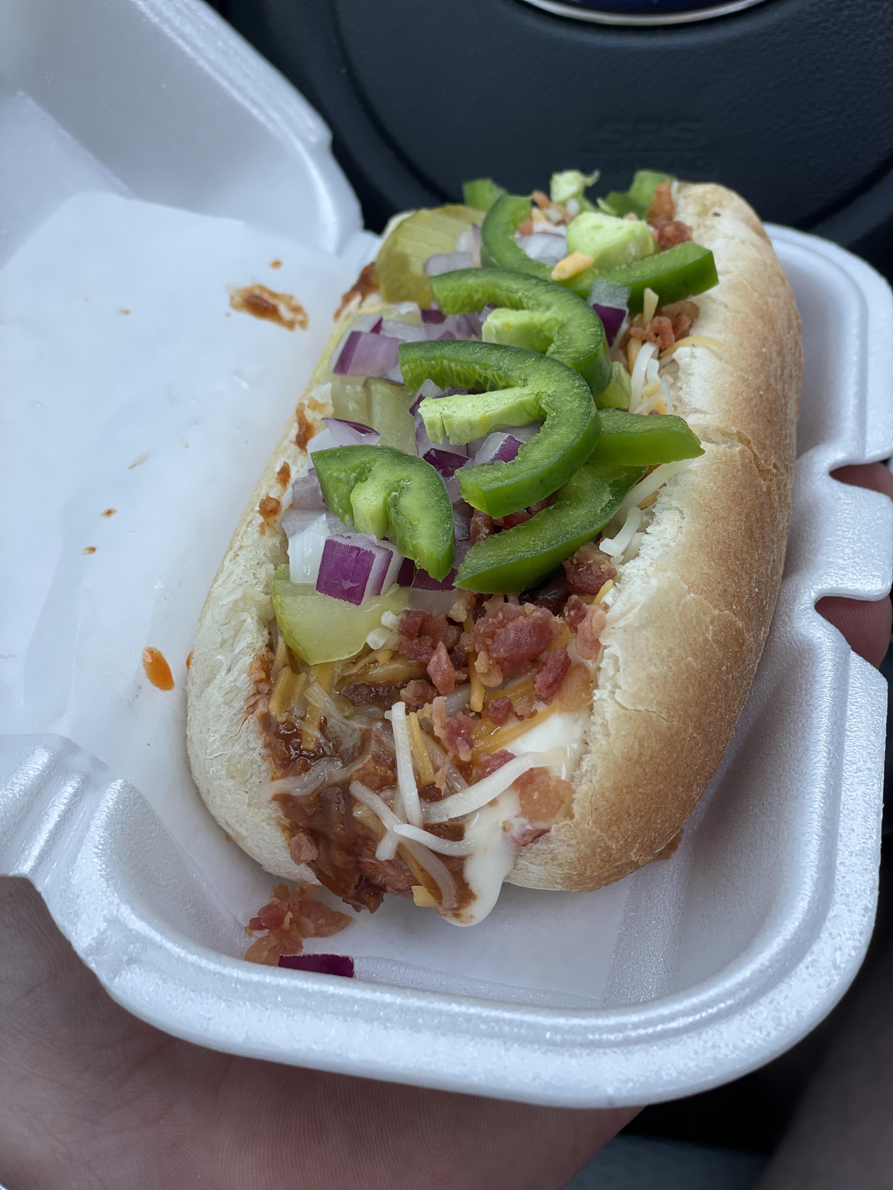 Hippeys hot dogs with the works! hotdogs
