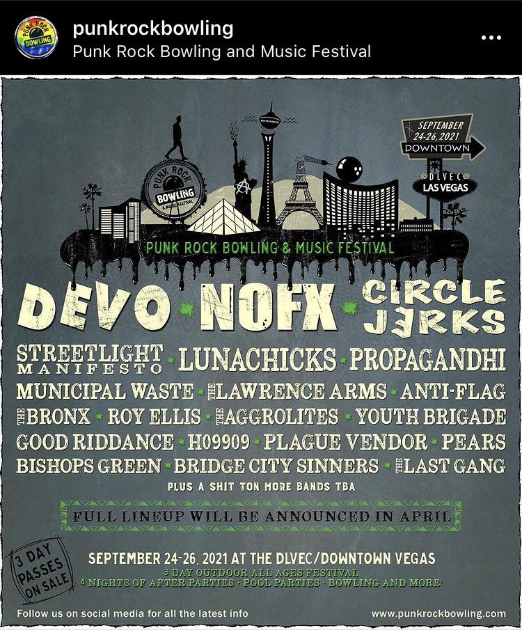Punk Rock Bowling 2021 lineup RiotFest