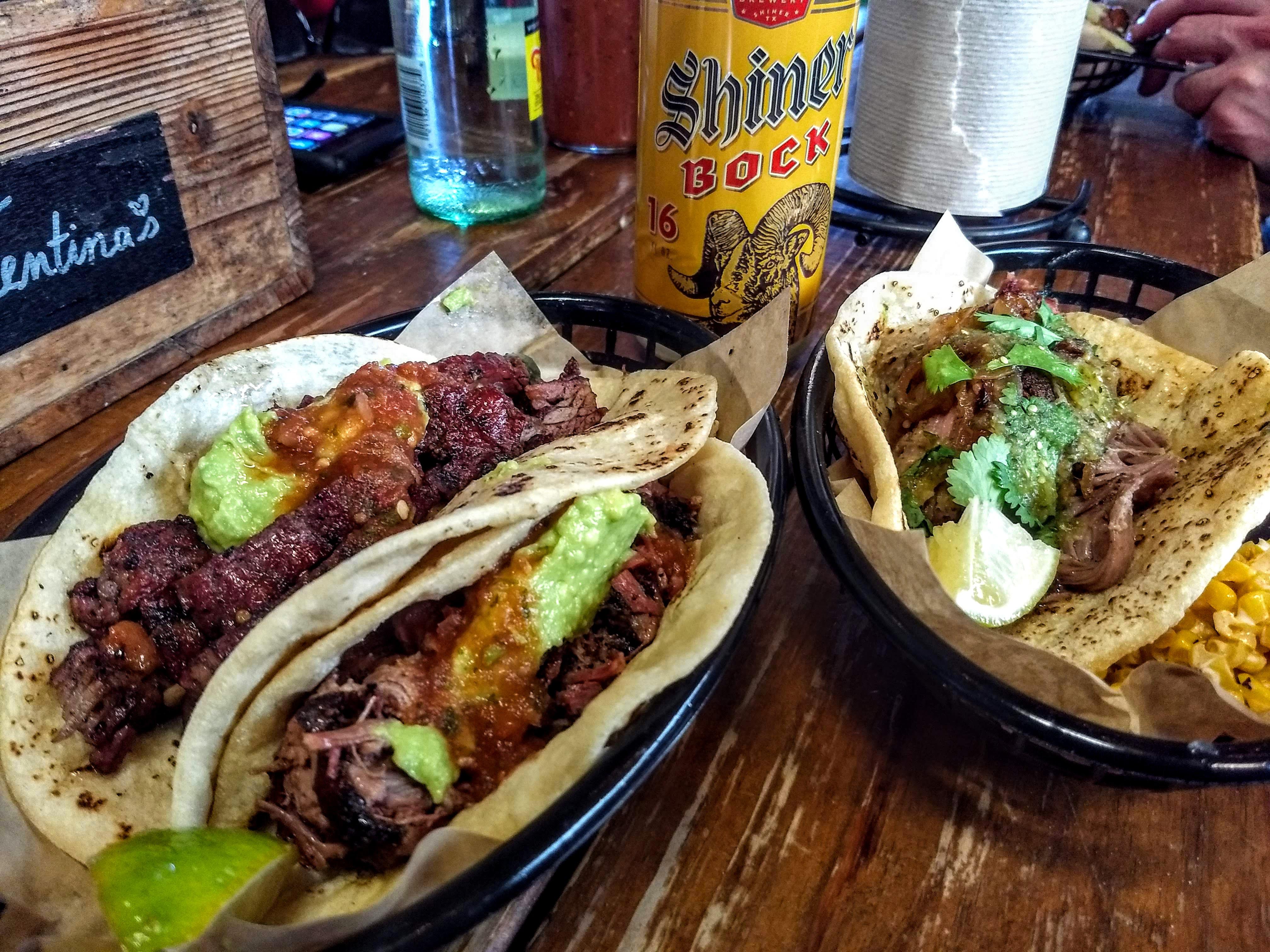 Brisket Tacos and Shiner from Valentina's in Austin r/texas