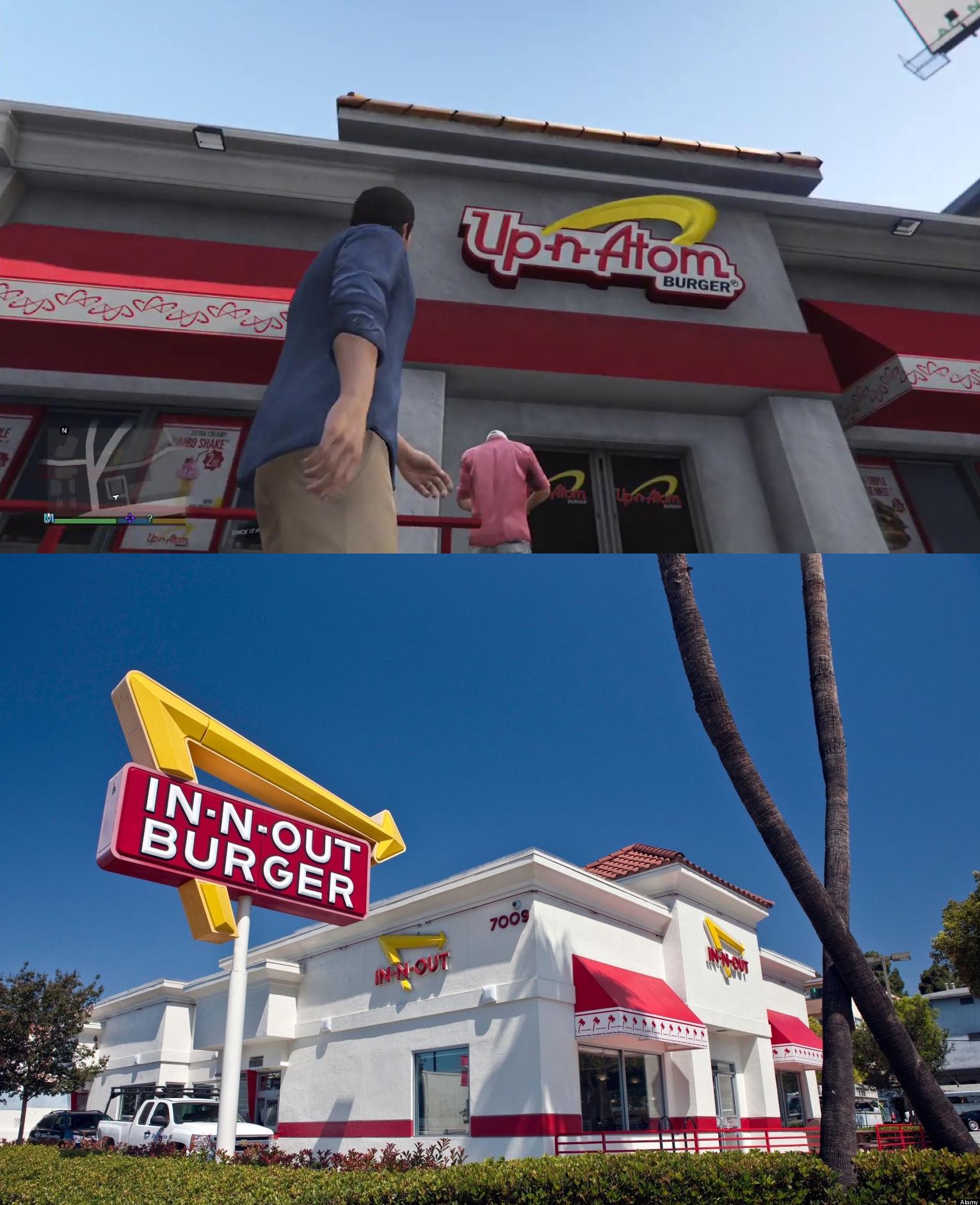 In Grand Theft Auto V the fast food restaurant chain UpNAtom Burger