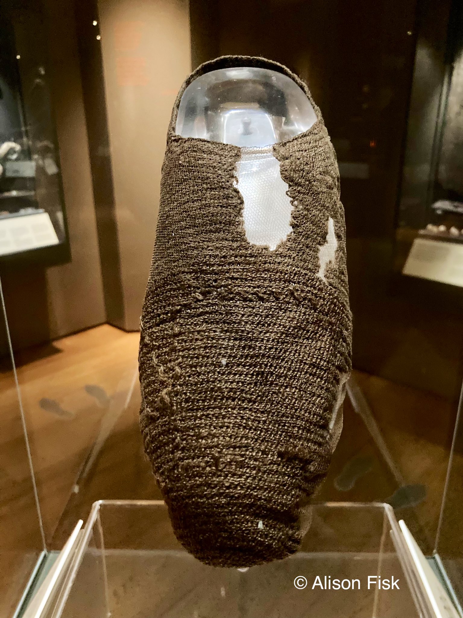 A Vikingera woollen sock from Coppergate, York that's been preserved