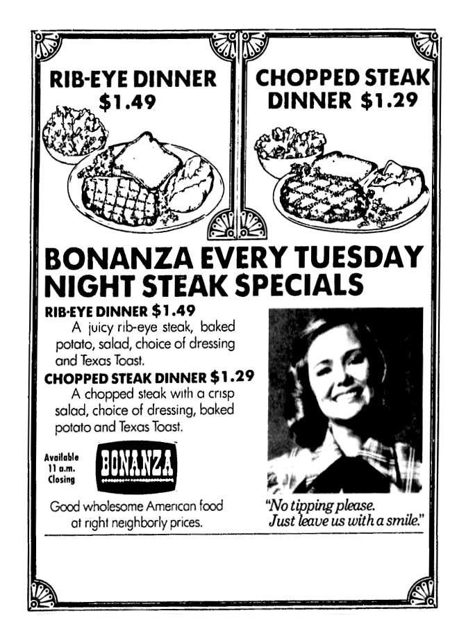 Bonanza Steakhouse June 1975 r/VintageMenus
