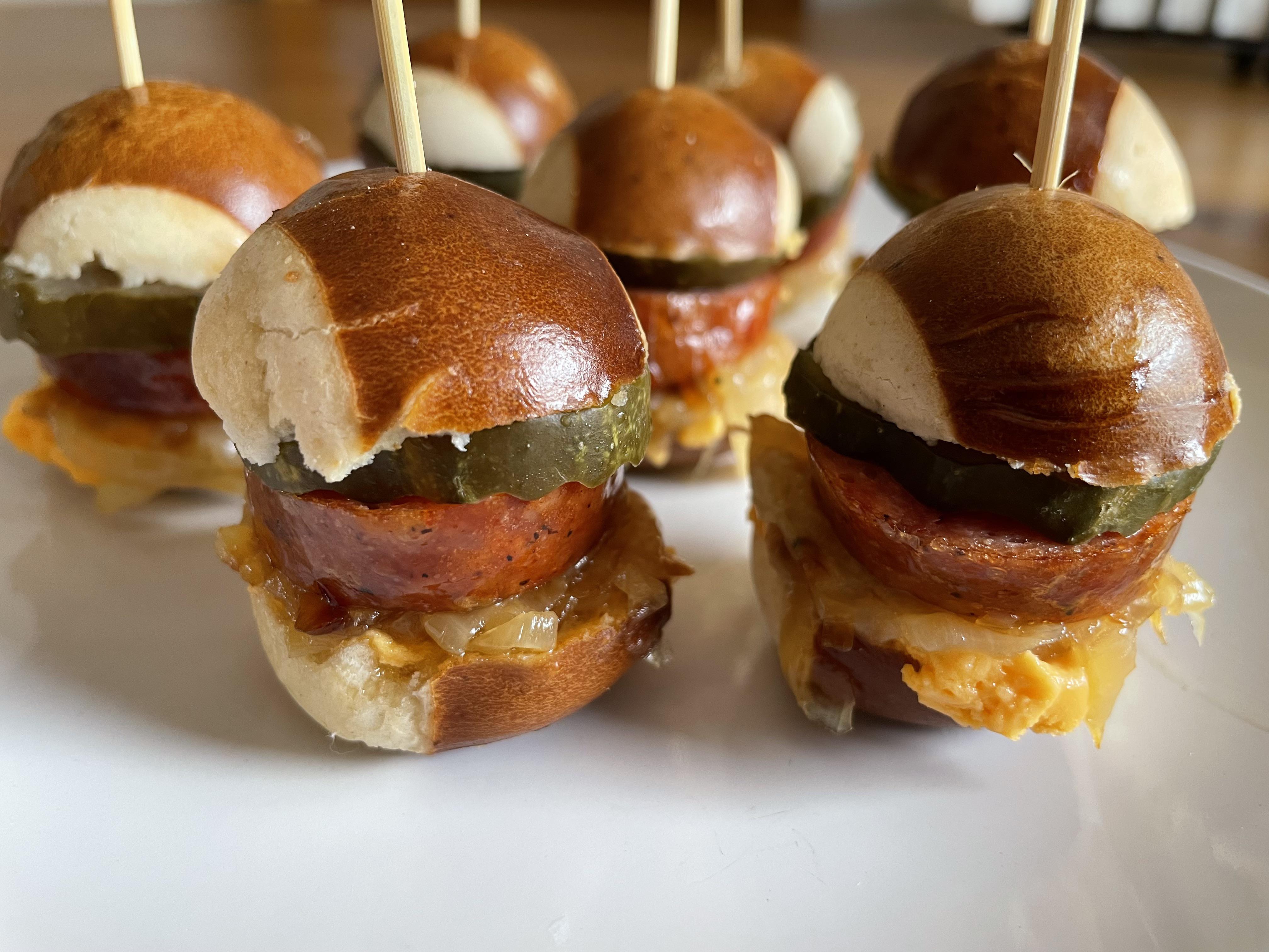 Local smoked Dakota sausage, Wisconsin cheese, caramelized onion with a