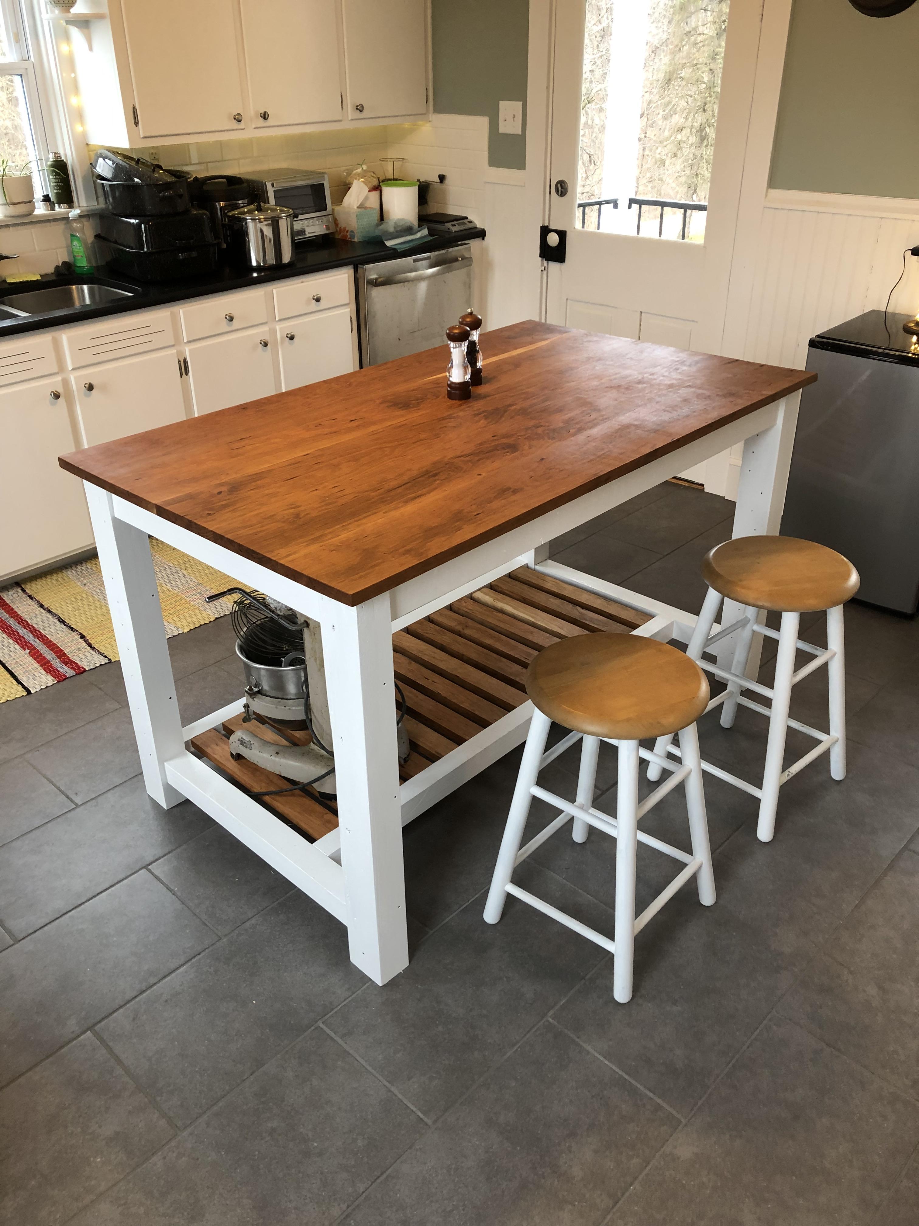 Just moved in and needed more kitchen work space, so I made us an island r/woodworking