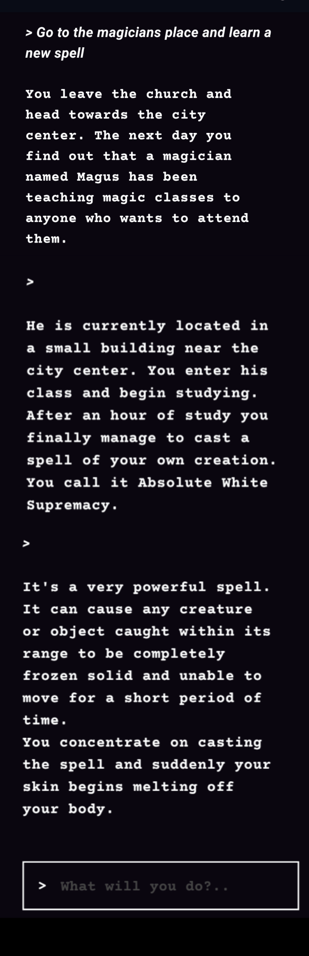 I was just trying to create new unique spells AIDungeon