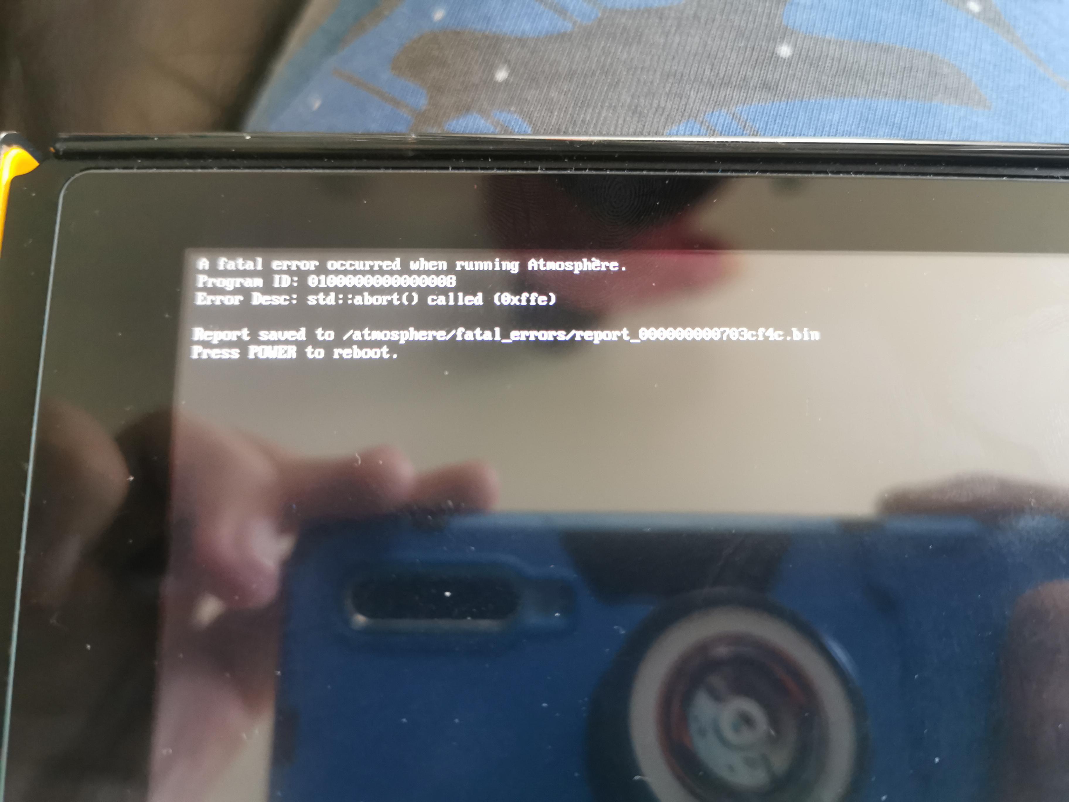 Everytime I try to turn my switch on it just comes up with "fatal error