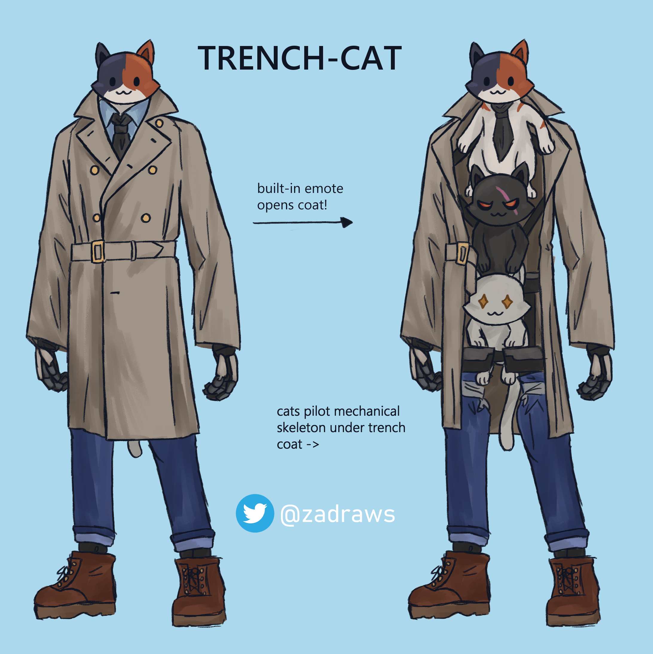 [Outfit Concept] TrenchCats! Kit and his friends are trying to sneak