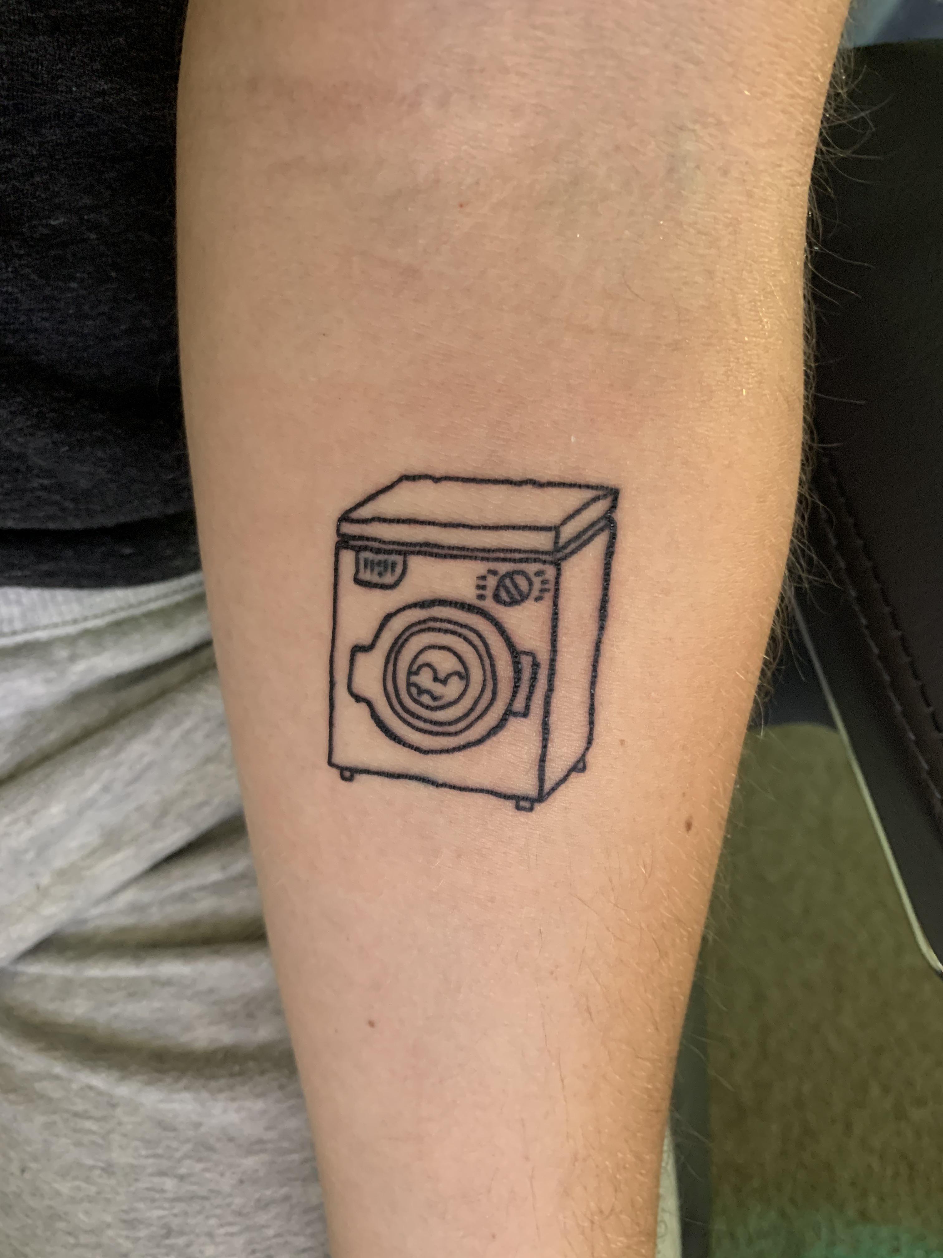 My First tattoo, Minimal Washing Machine by Holly Underwood, Blue