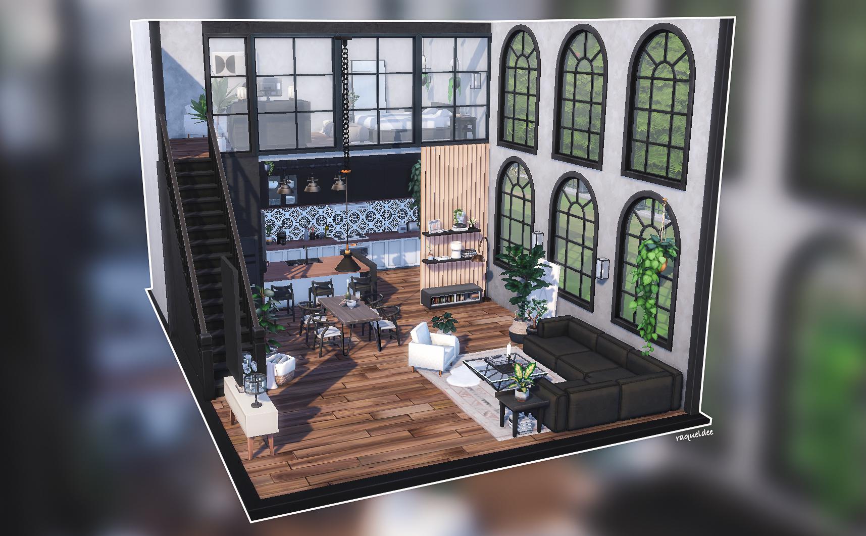 A modern loft I made with some amazing CC (more info in the comments