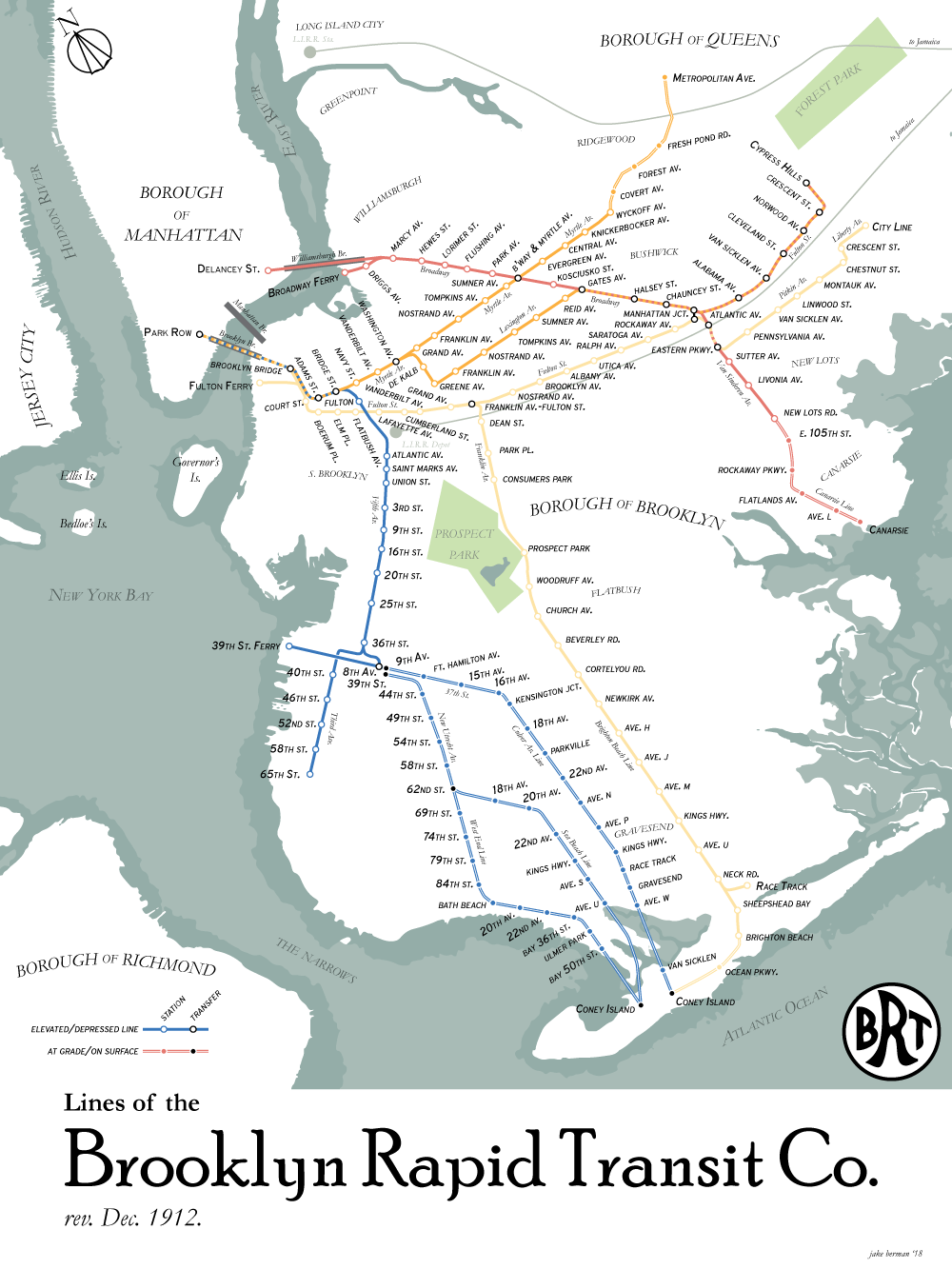 I made a map of the Brooklyn rapid transit network in 1912. r/Brooklyn