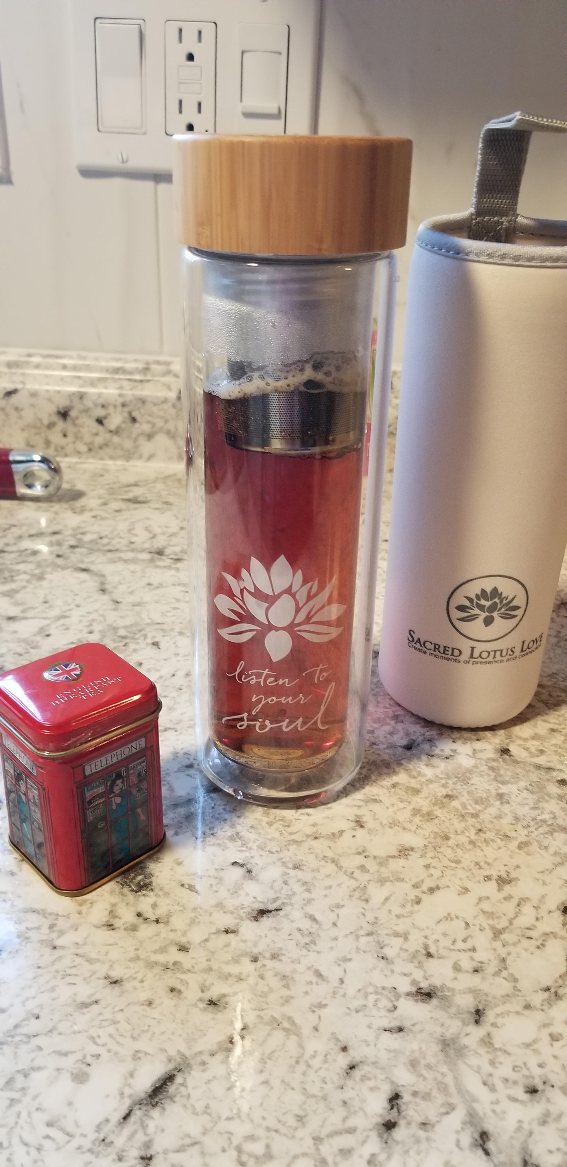 First time using my new insulated tea tumbler with strainer. Added some English tea from London