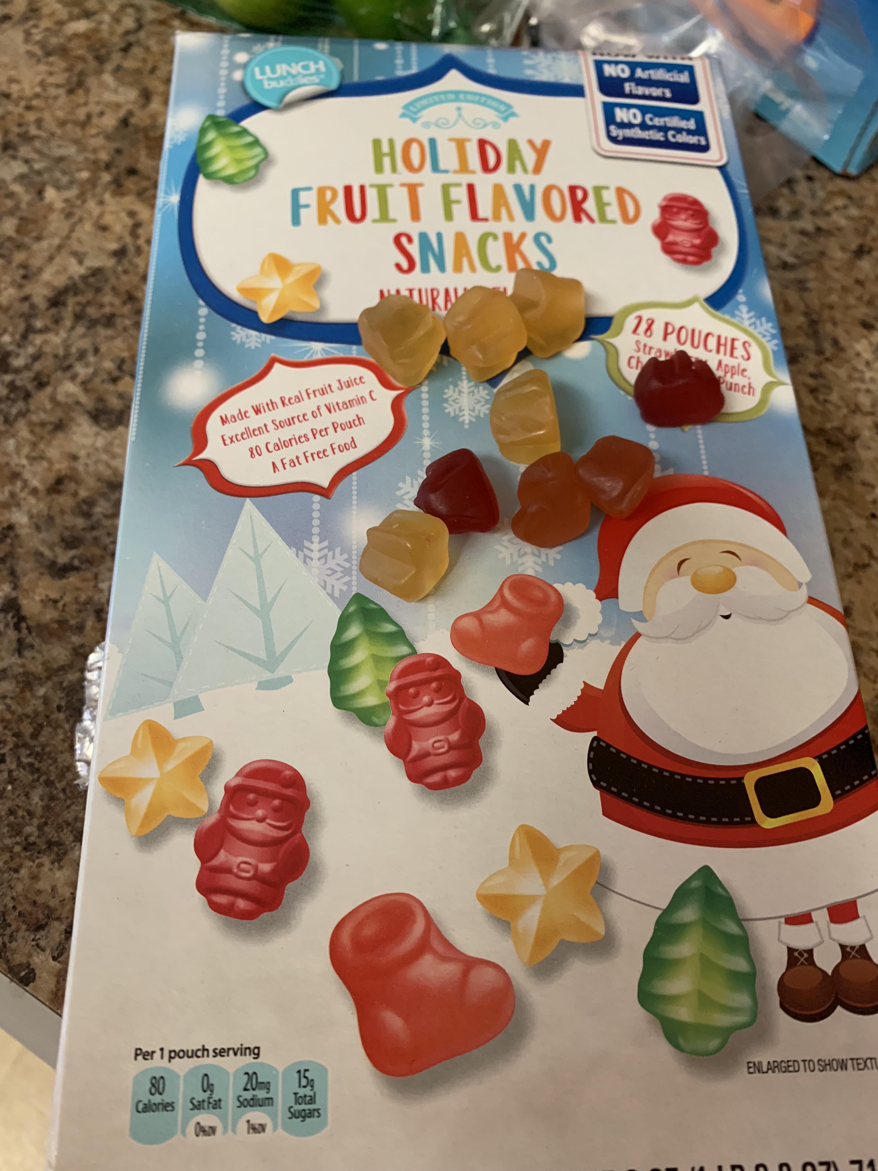 Holiday fruit snacks! Hope my kid gets a kick out of them. r/aldi