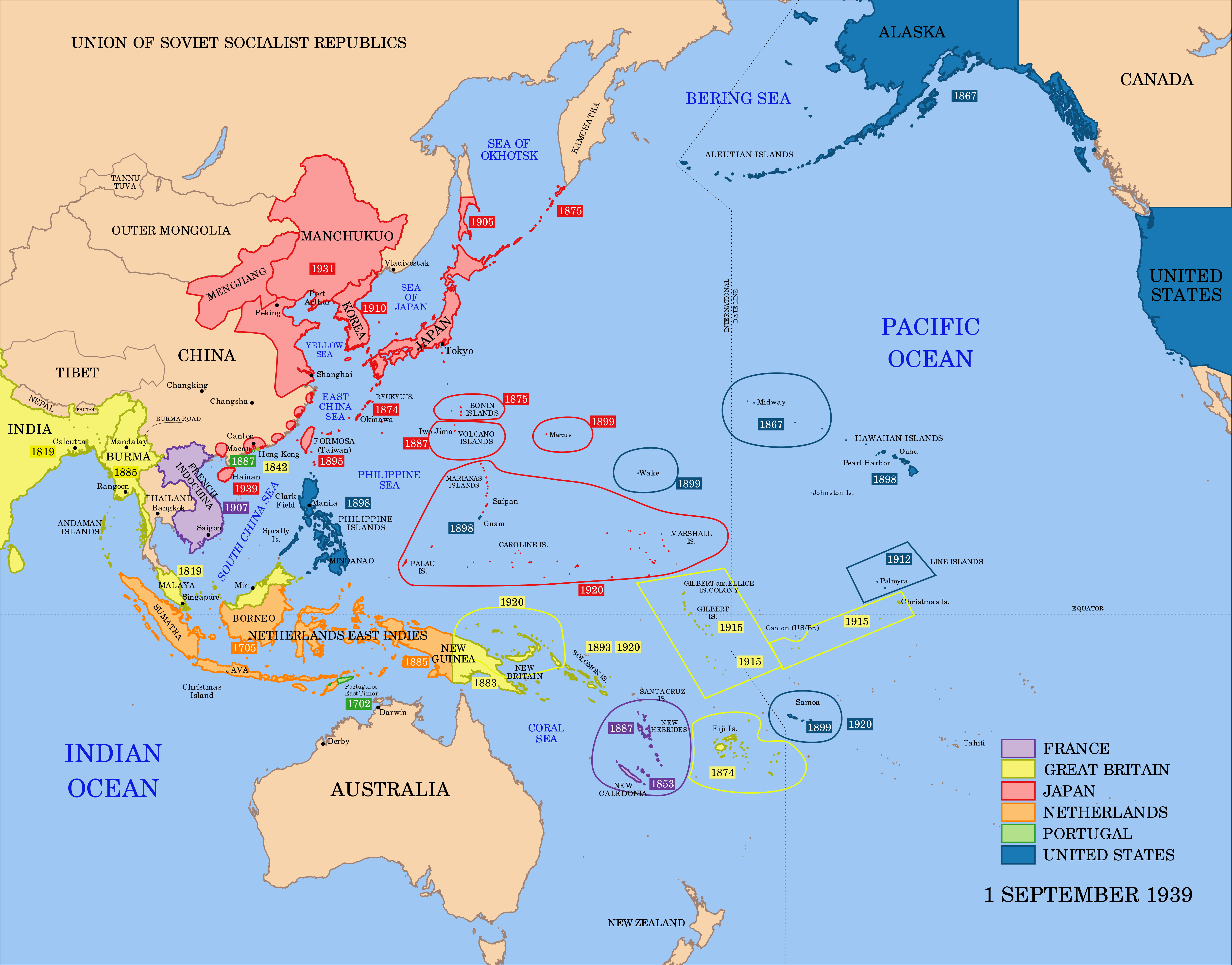 [Map] A map of the Imperial Powers of the Pacific (1939) NoSillySuffix