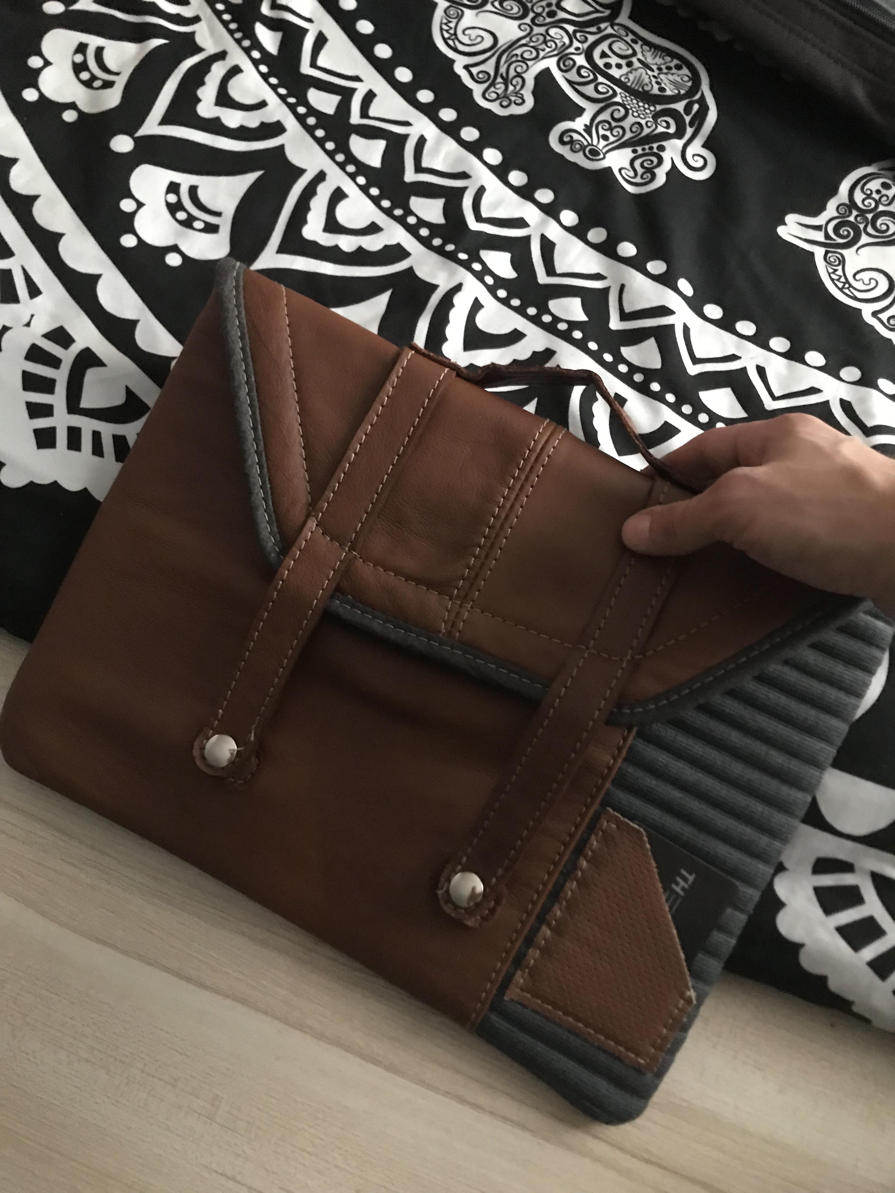 Laptop case, no patterns used, and all leather/fabric was scrap from a