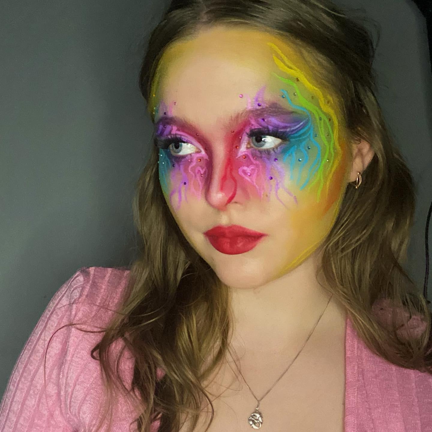 ️🧡💛💚💙💜 For this makeup look I used UCANBE face paint, NYX Can’t stop