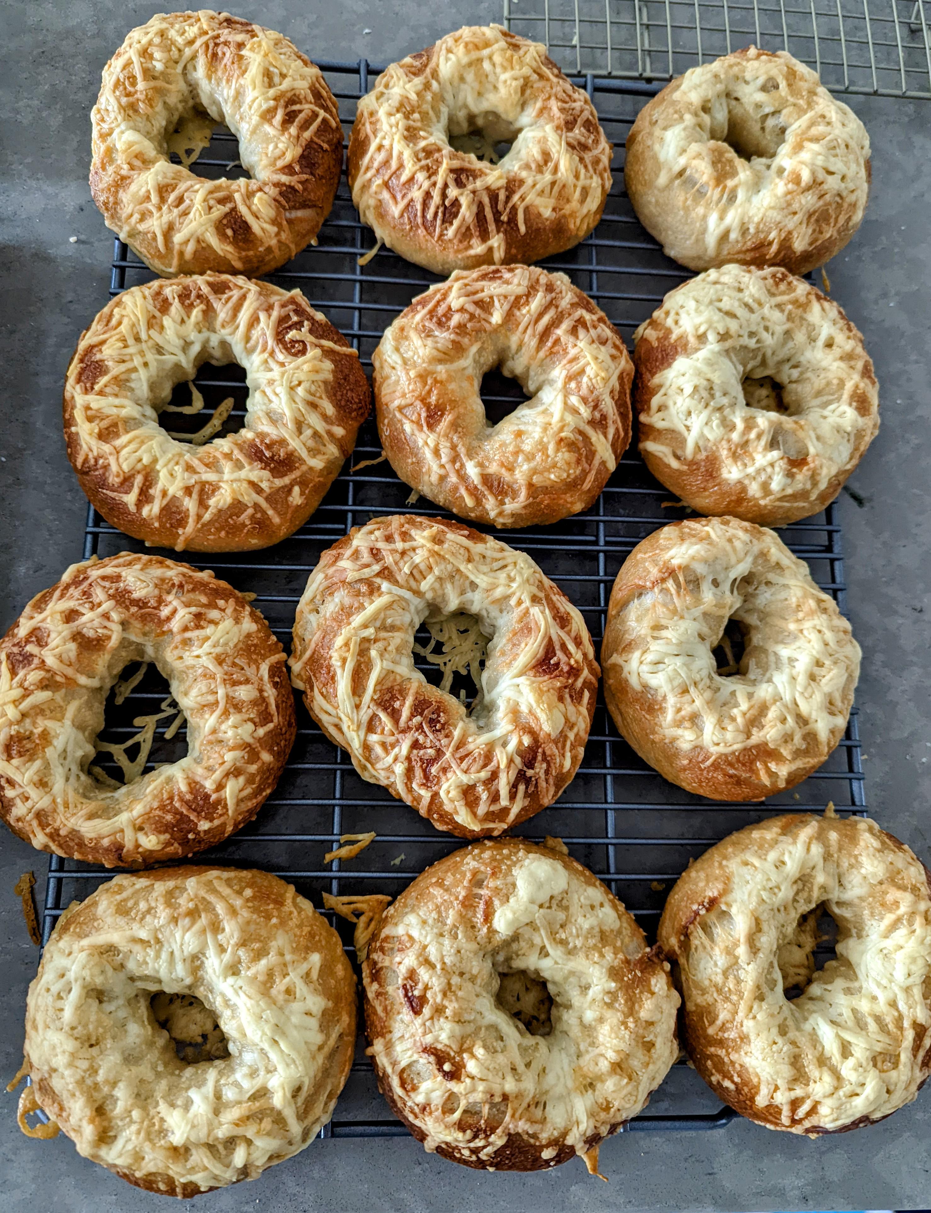 Really happy with how these asiago cheese bagels turned out r/Breadit