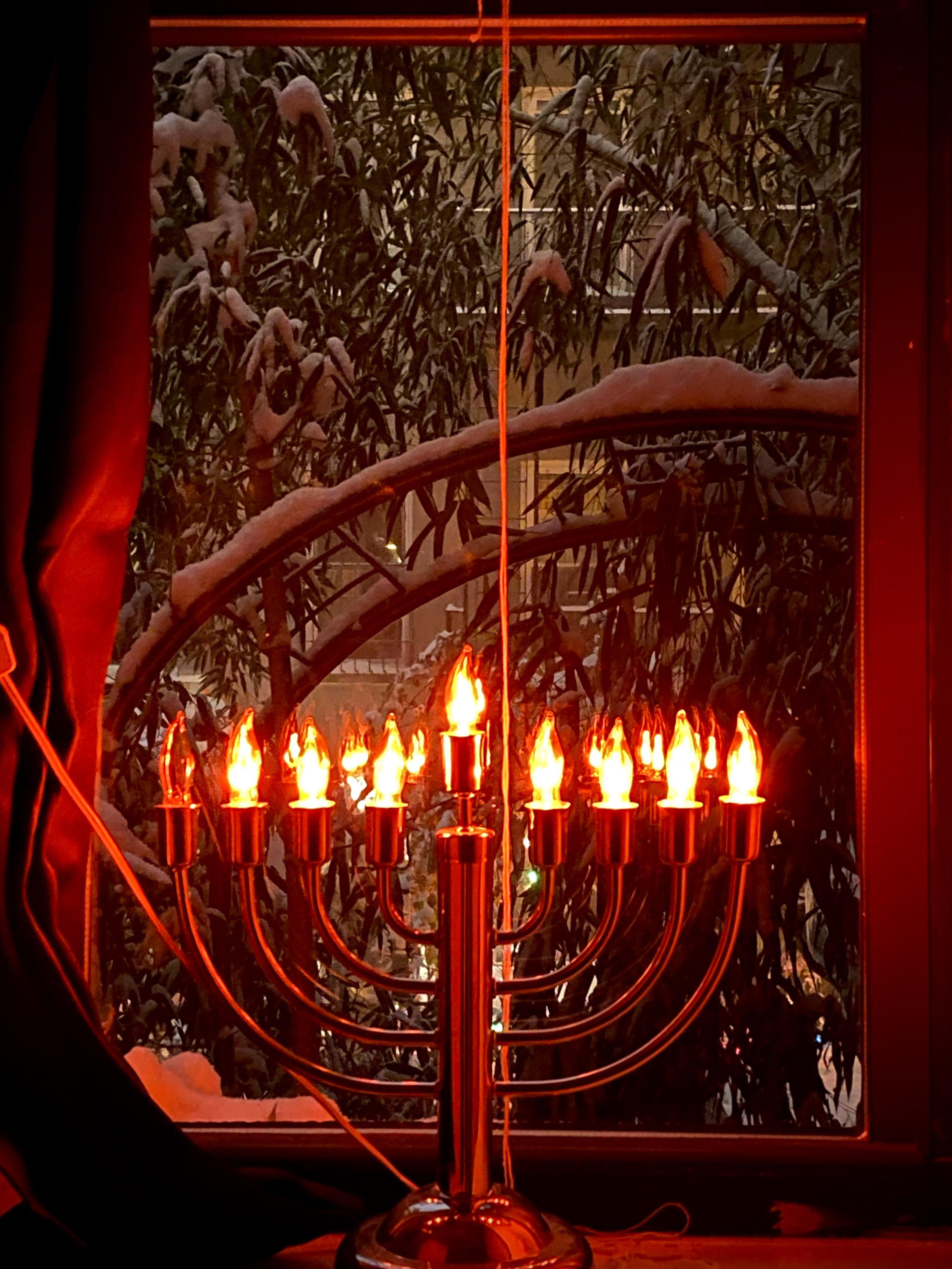 A snowy seventh night of Hanukkah here in NYC! 🥰 r/Judaism