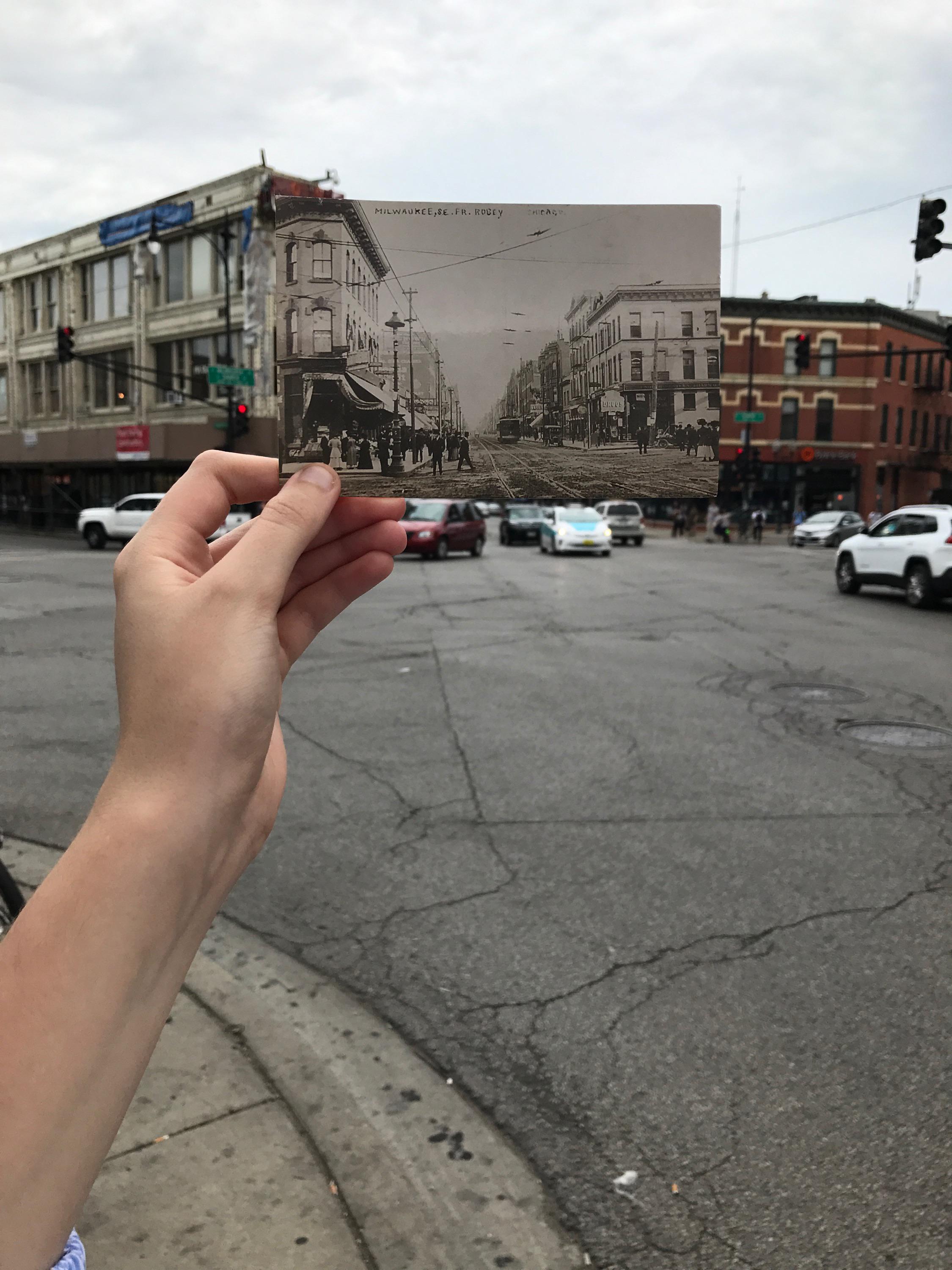 “Six corners” wicker park, Chicago. Not sure of the photos date, but I
