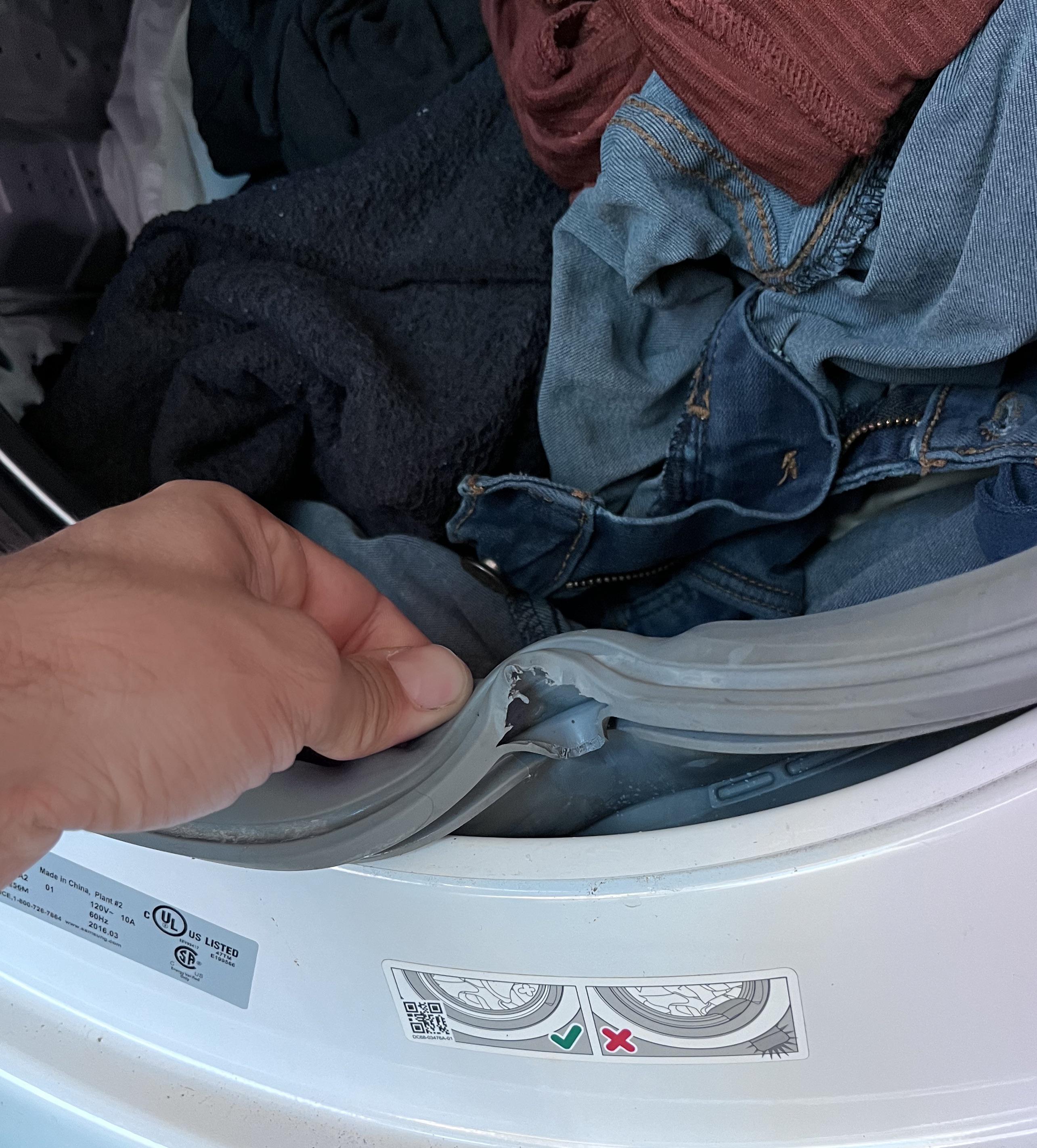 Tear in washing machine door gasket possible to repair? r/Plumbing