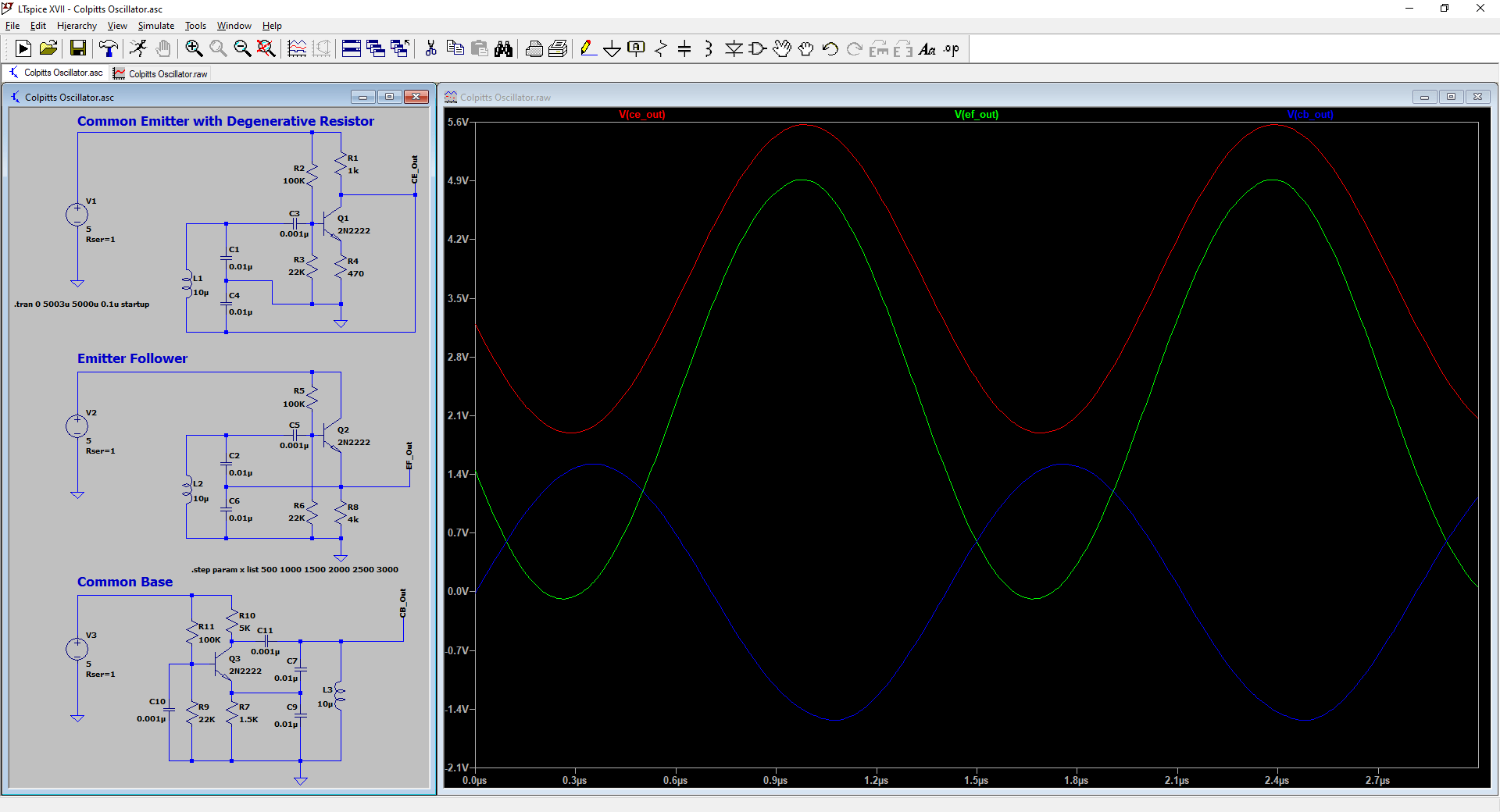 Colpitts Oscillator in 3 Configurations r/electronics