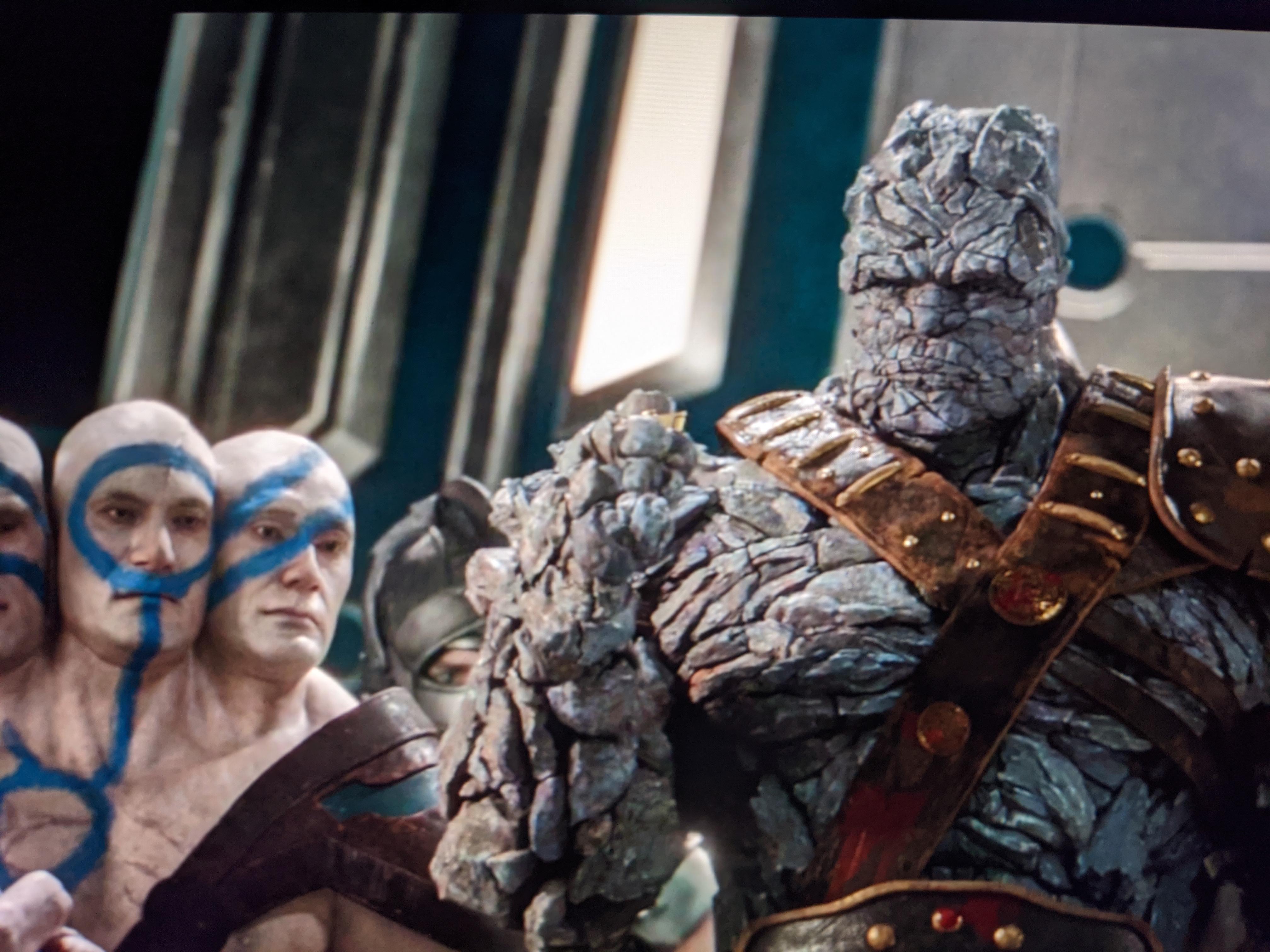 In Thor Ragnarok (2017), the right head on the 3 headed gladiator