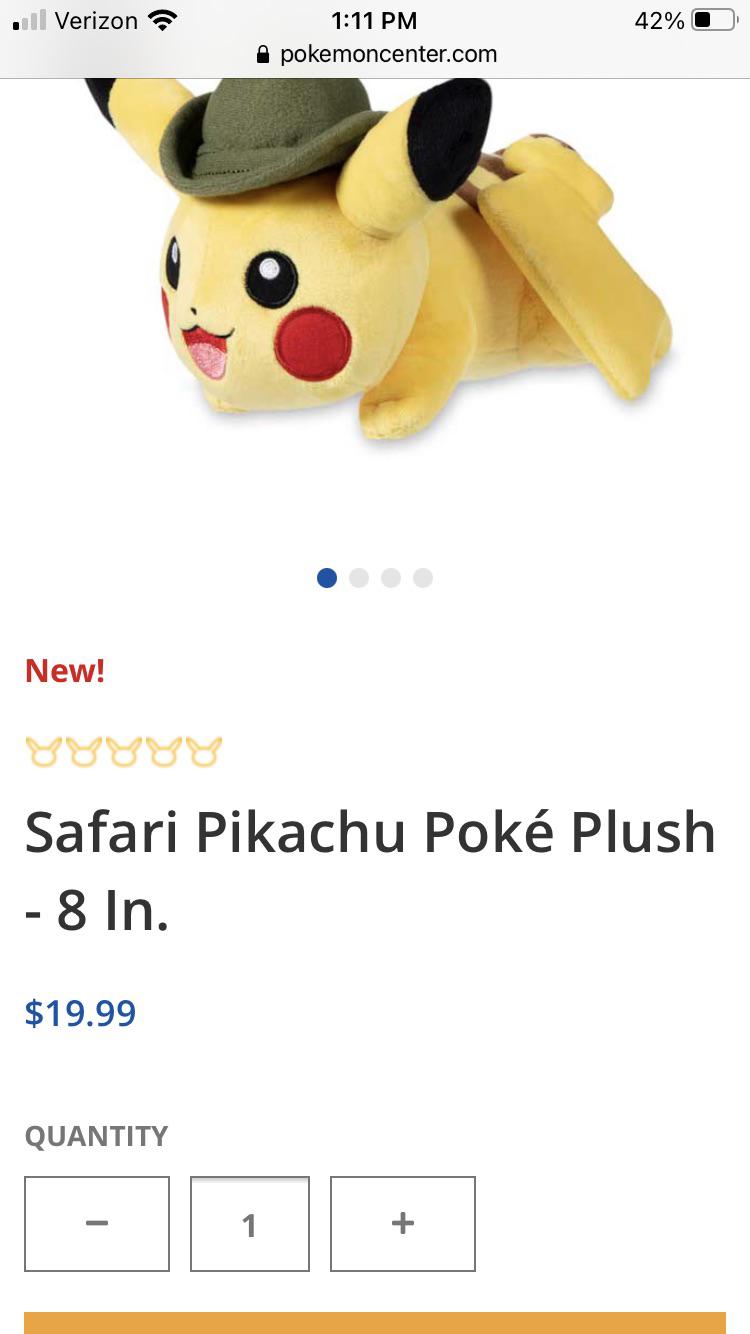 Safari Pikachu Now Available on US Pokemon Center r/pokeplush