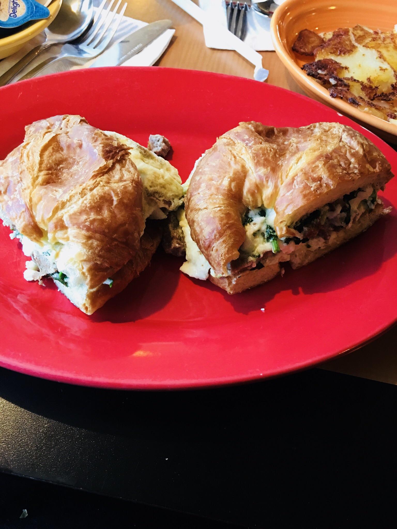 [I Ate] Turkey sausage, egg white, spinach and feta cheese croissant