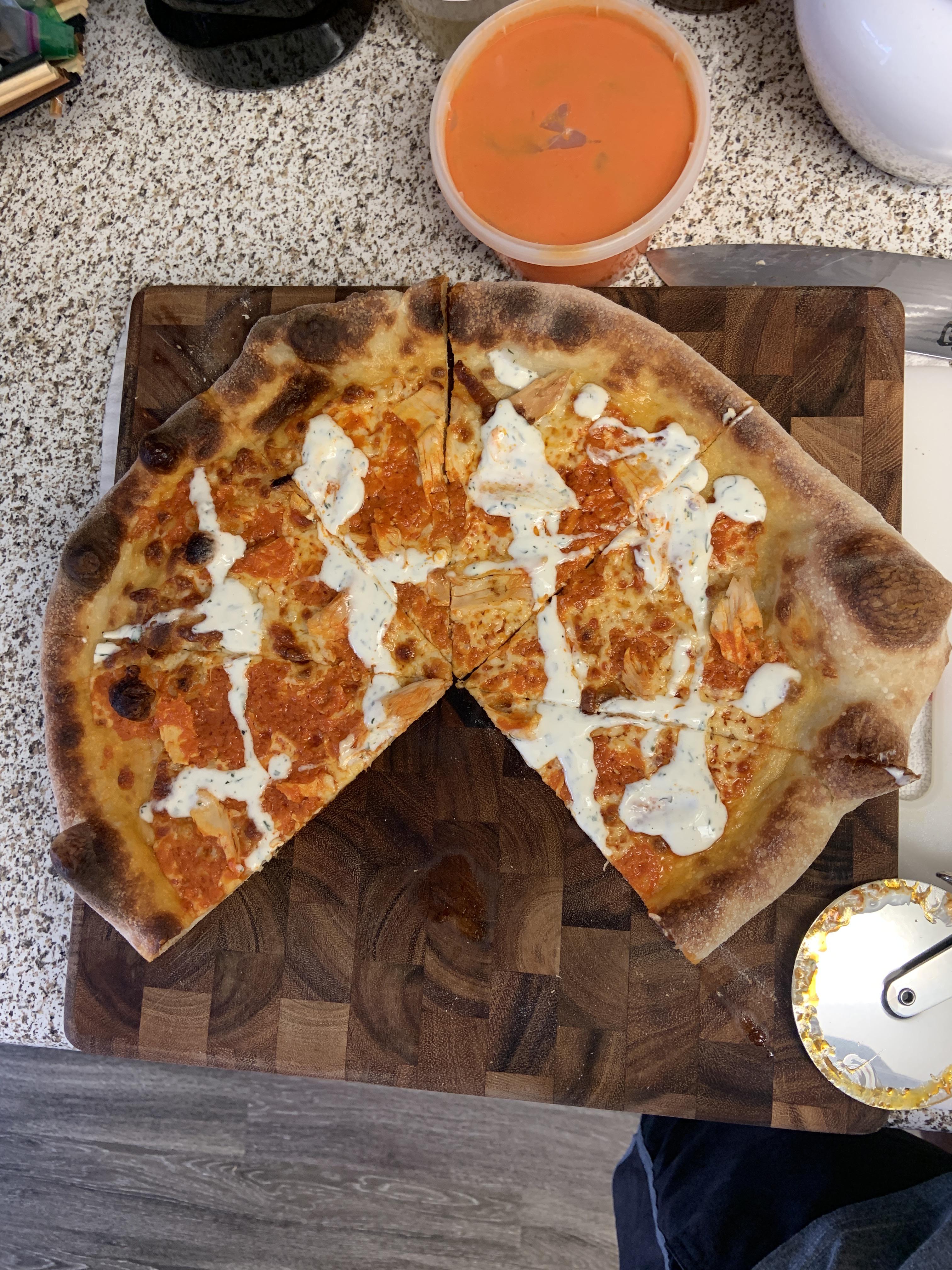 Quarantine buffalo chicken, Jackson Pollock version r/Pizza