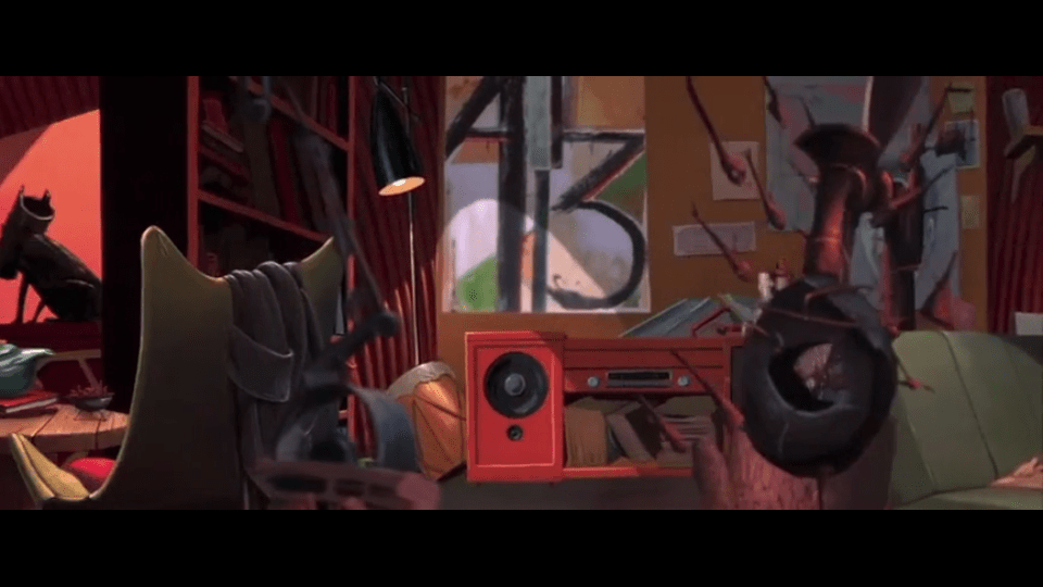 In the 1999 animated film *The Iron Giant*, inside Dean's house is a