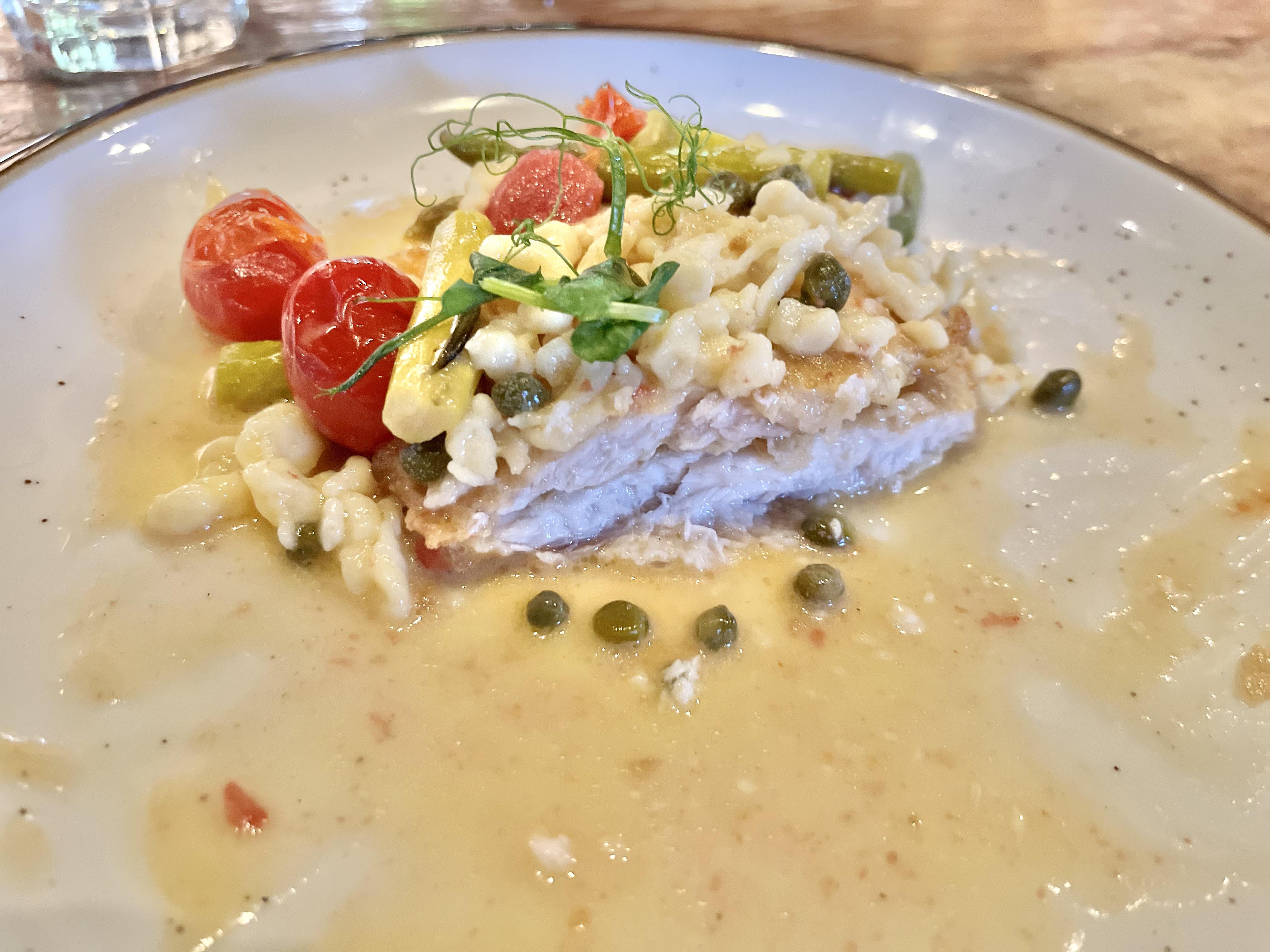 [I ate] Swordfish Piccata egg battered local (Charleston) swordfish