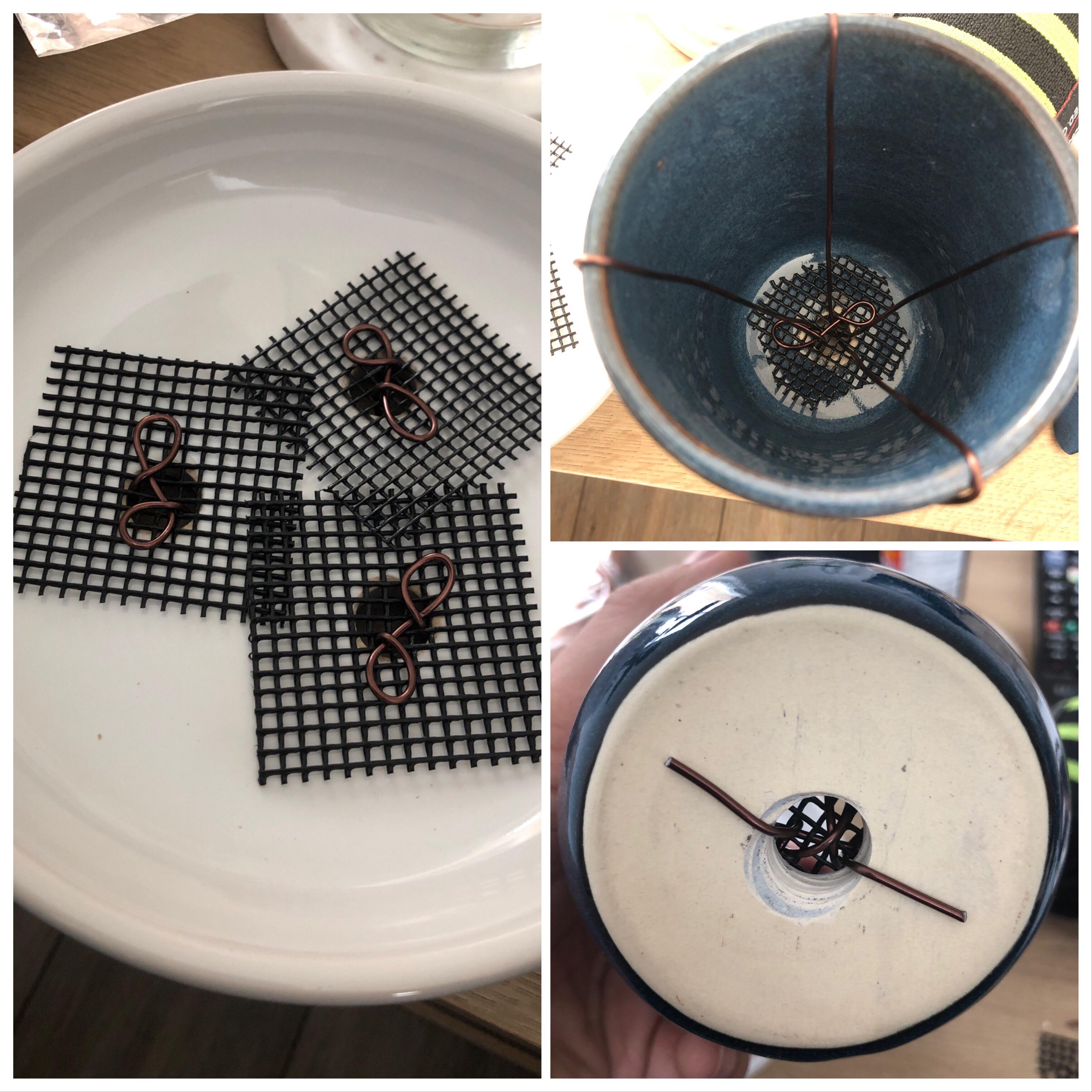 Drilled some holes and wired drainage screens for some diy pots r/Bonsai